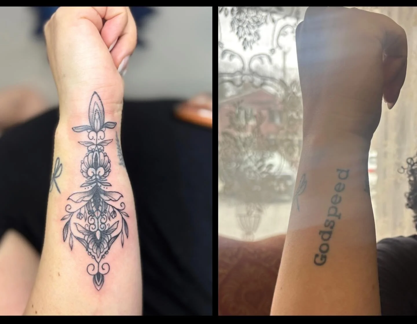 Pretttyyyy ornamental coverup of her old tattoo 😍 #ornamentaltattoo #tattoo #tattoocoverup #coveruptattoo #femaletattooartist