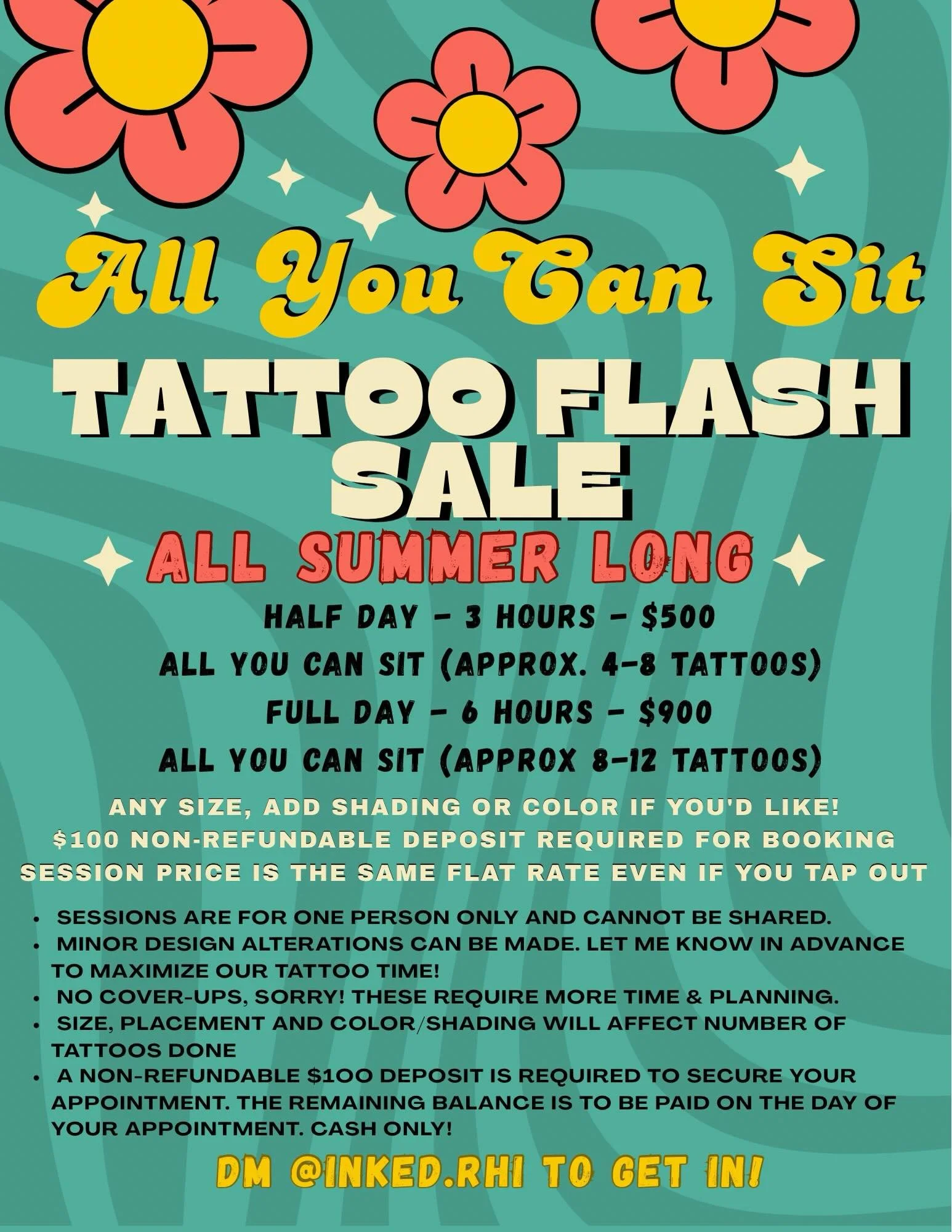 ☀️ All You Can Sit Tattoo Flash ALL SUMMER LONG! ☀️

Check out these new designs, lots of cute Disney flash, or choose from ANY of the previously posted flash designs here on my page! DM to get in while spots are available! All designs can be done AN