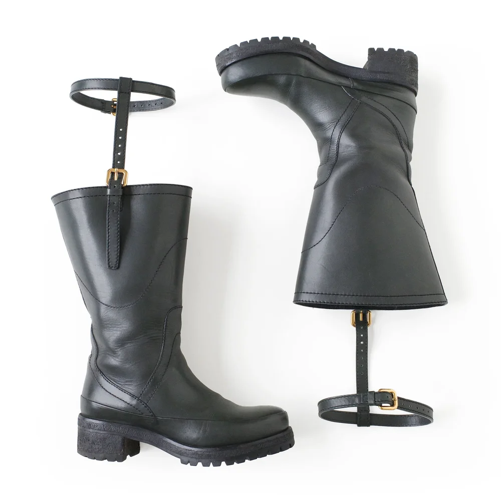 00s 中空 PRADA archive leather long boots