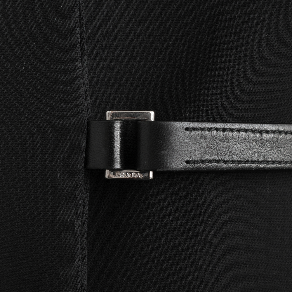 Prada FW 1999 Buckle Strap Wool Jacket w/ Leather Trims