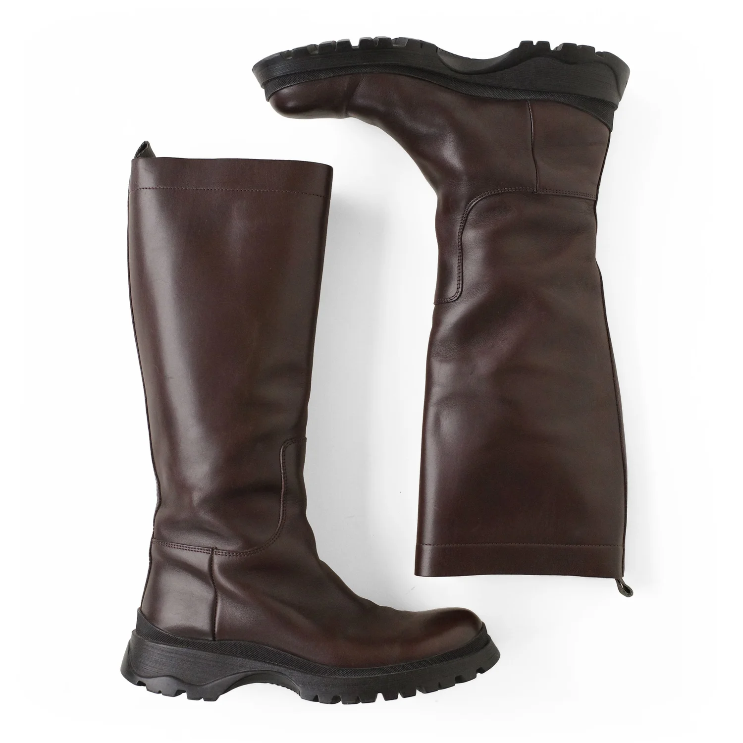 Prada 2000s Leather Lug Sole Boots