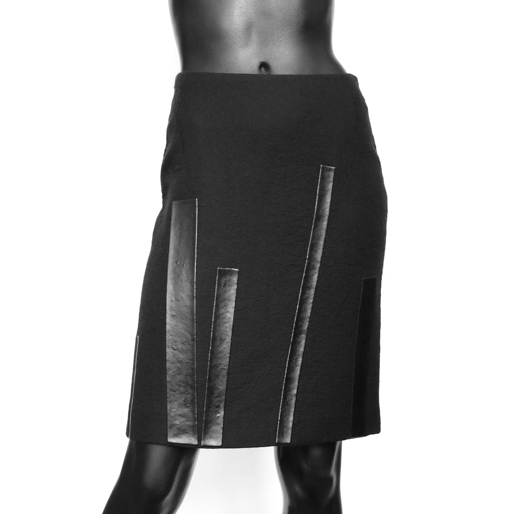 Prada FW 1998 Rubber Strip Wool Skirt 