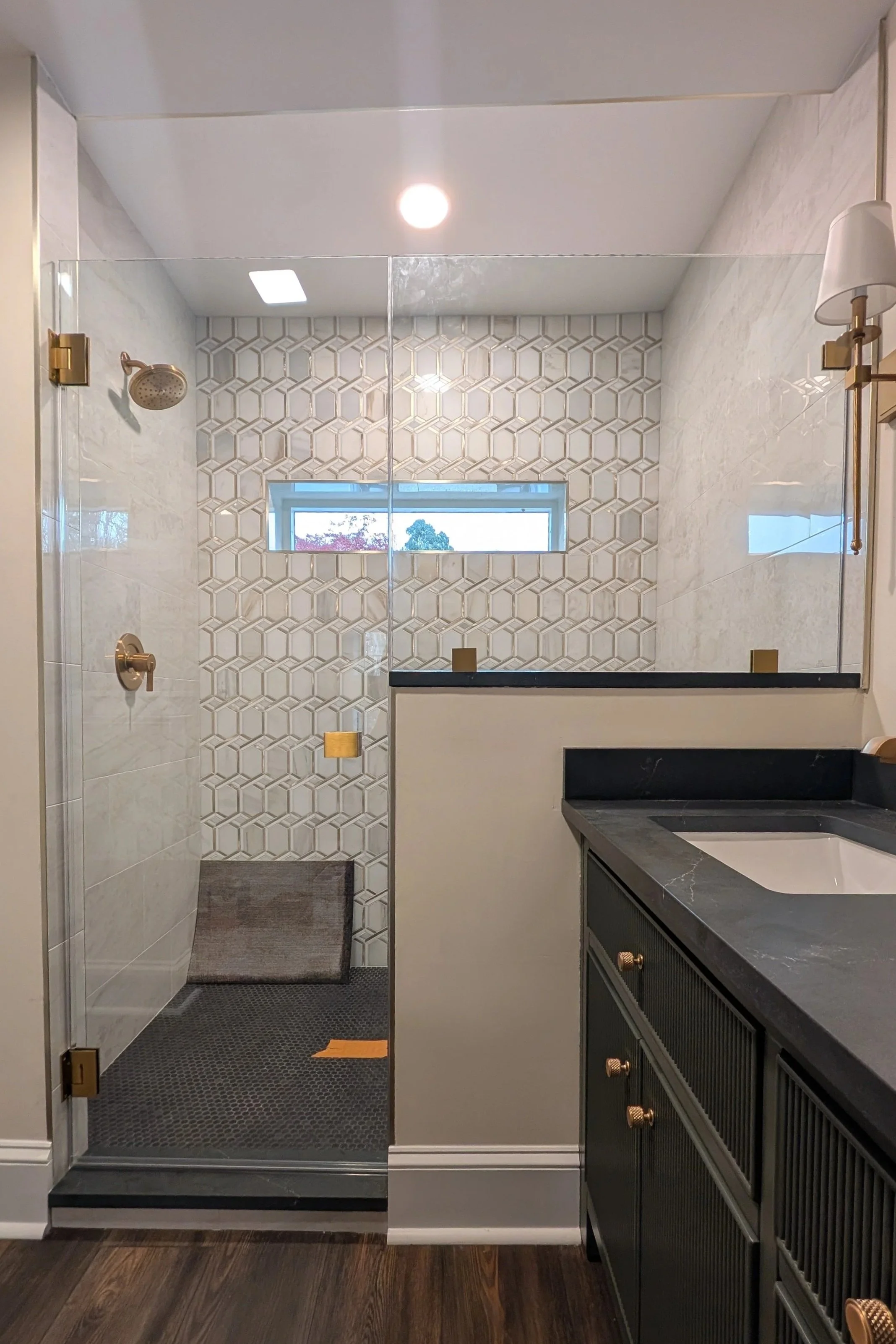 2 Panel Knee Wall- Swing Door- Satin Brass