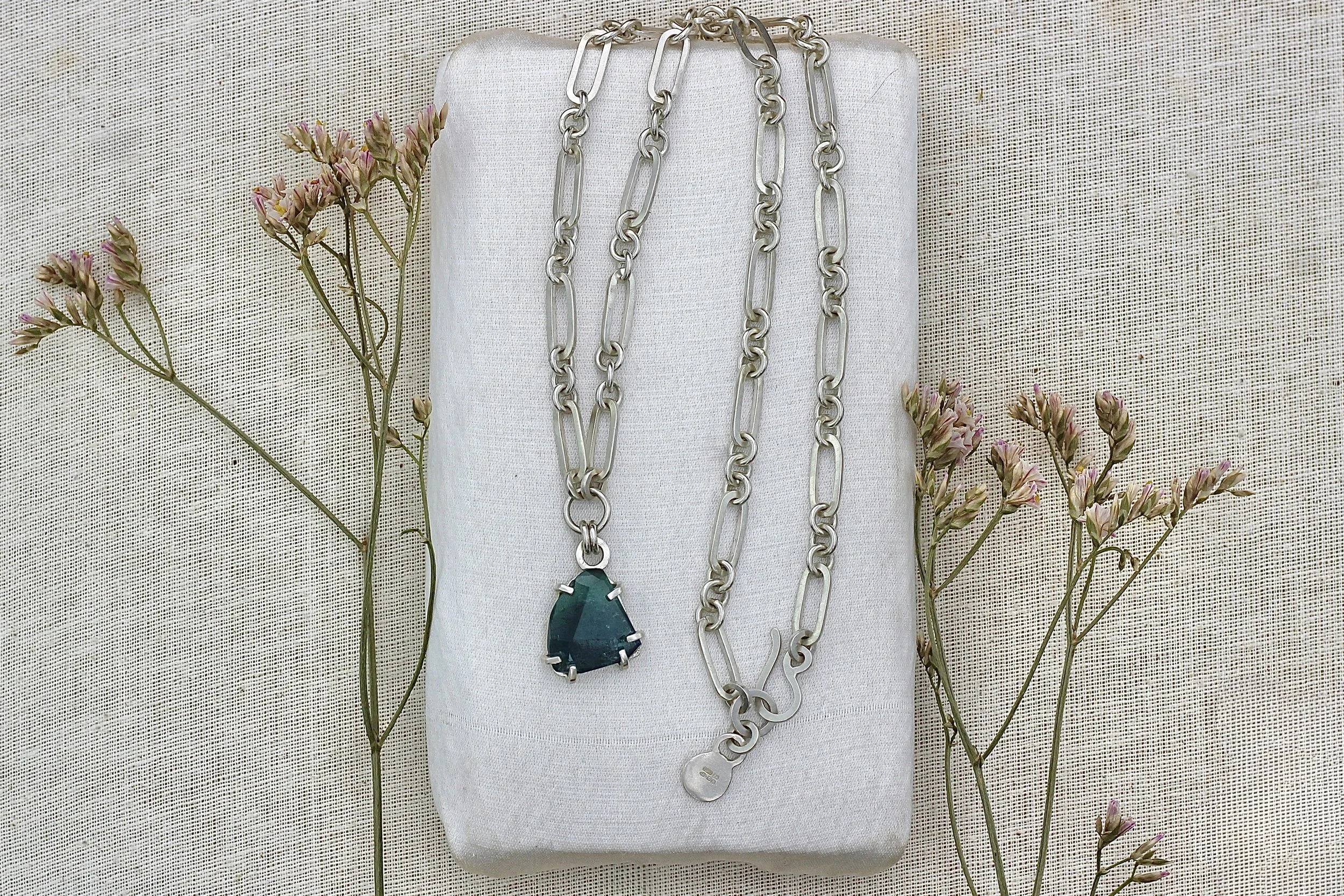 Handmade silver chain with Tourmaline shard