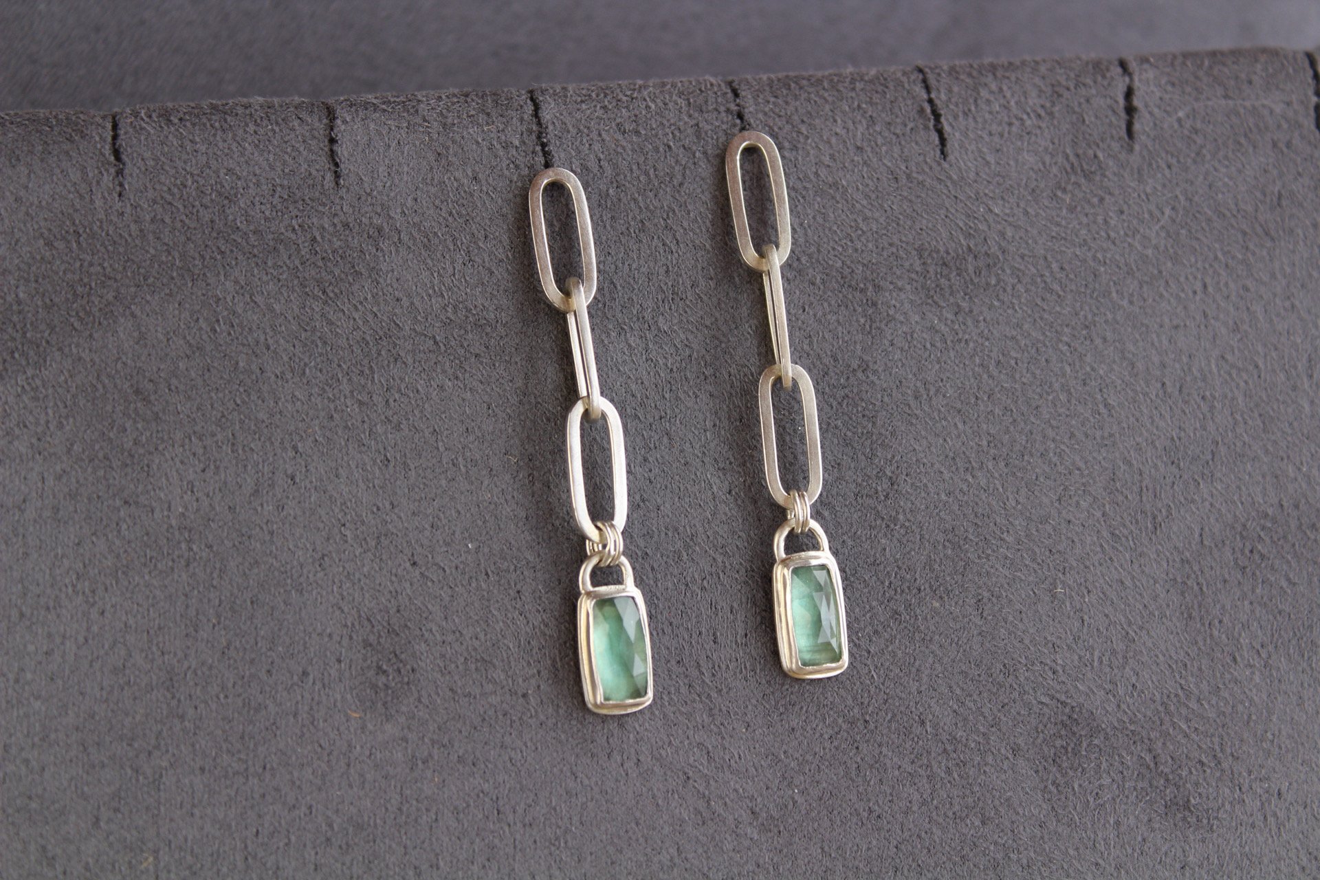 Paperclip Kyanite Silver Earrings