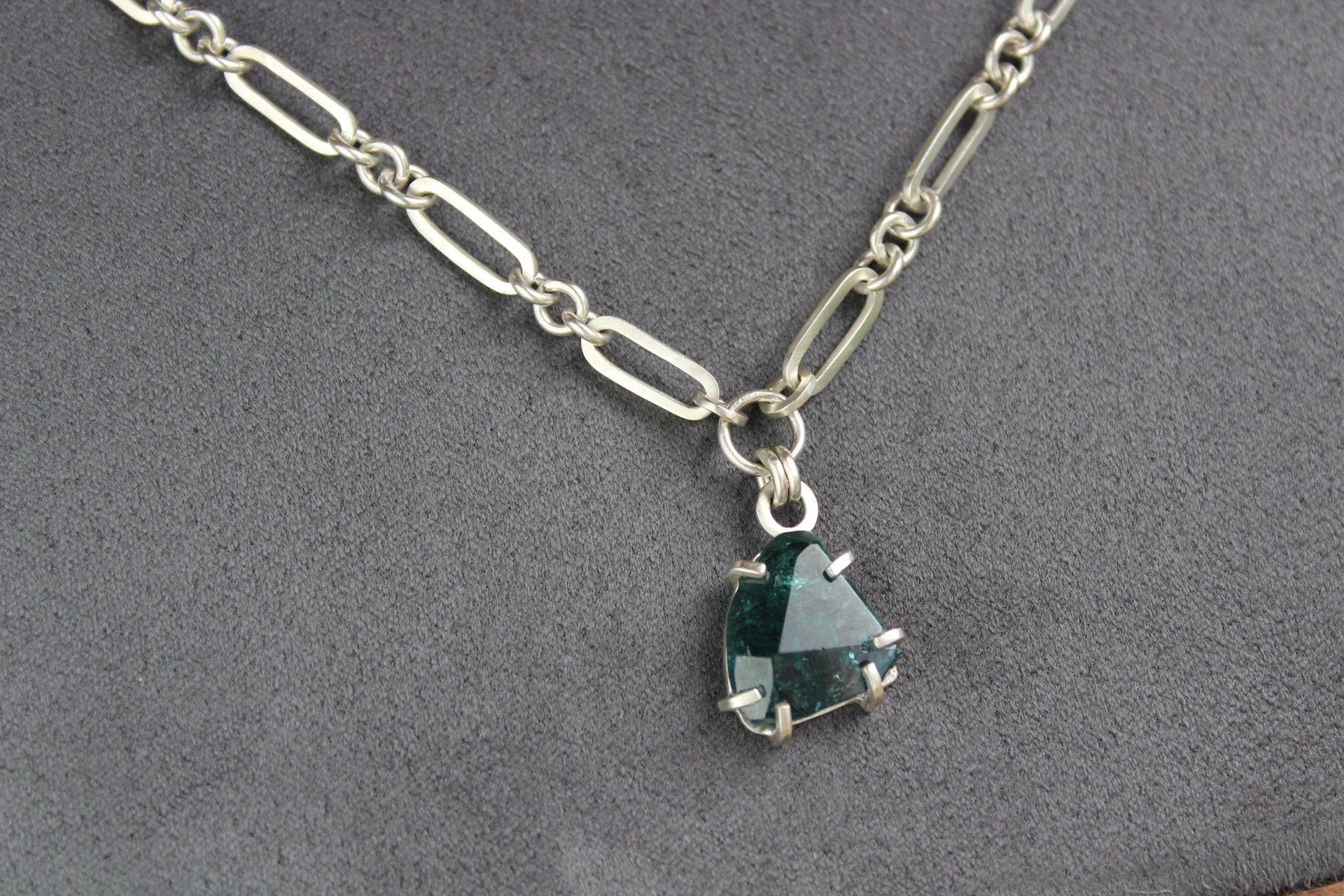 Handmade silver chain with Tourmaline shard