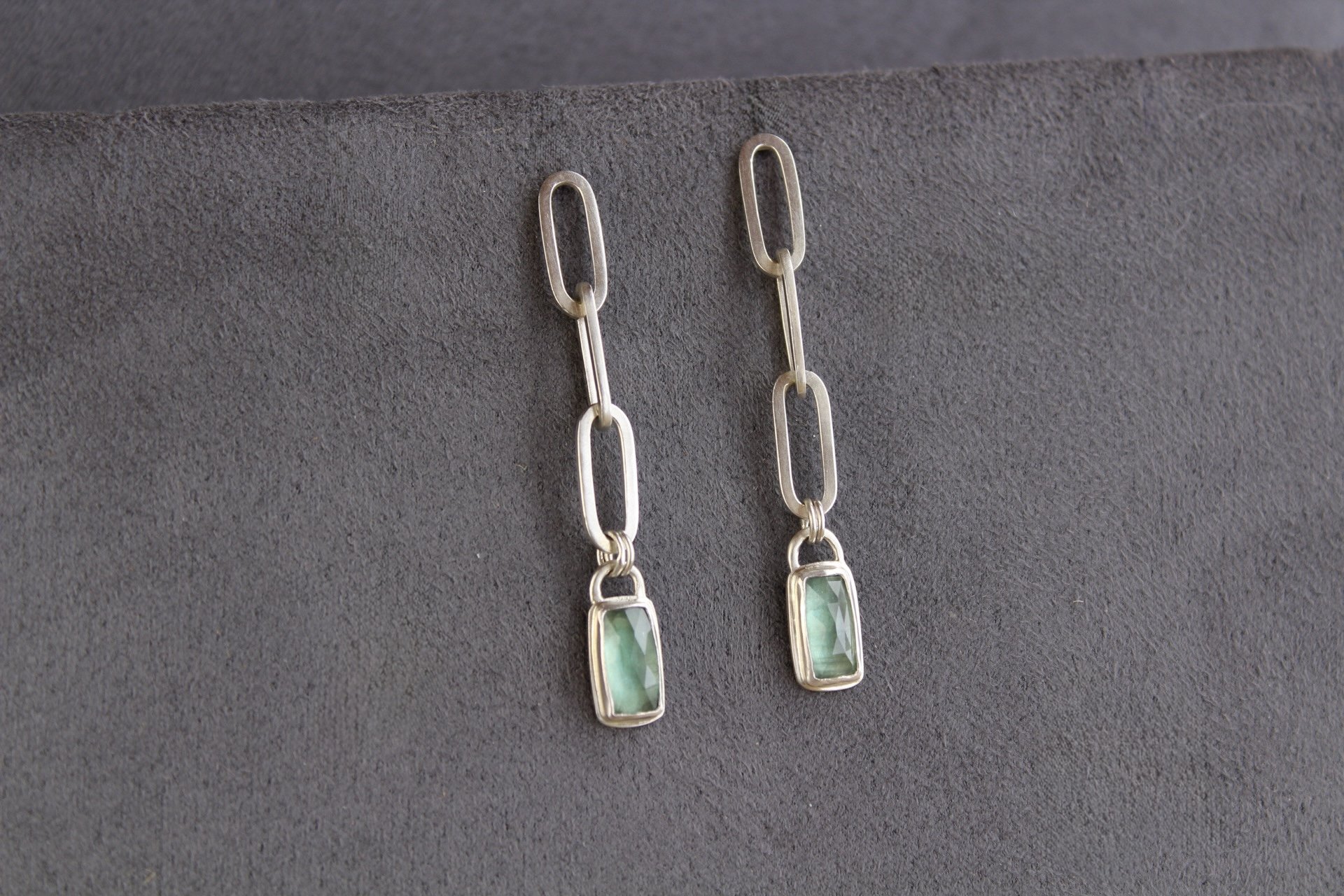 Paperclip Kyanite Silver Earrings