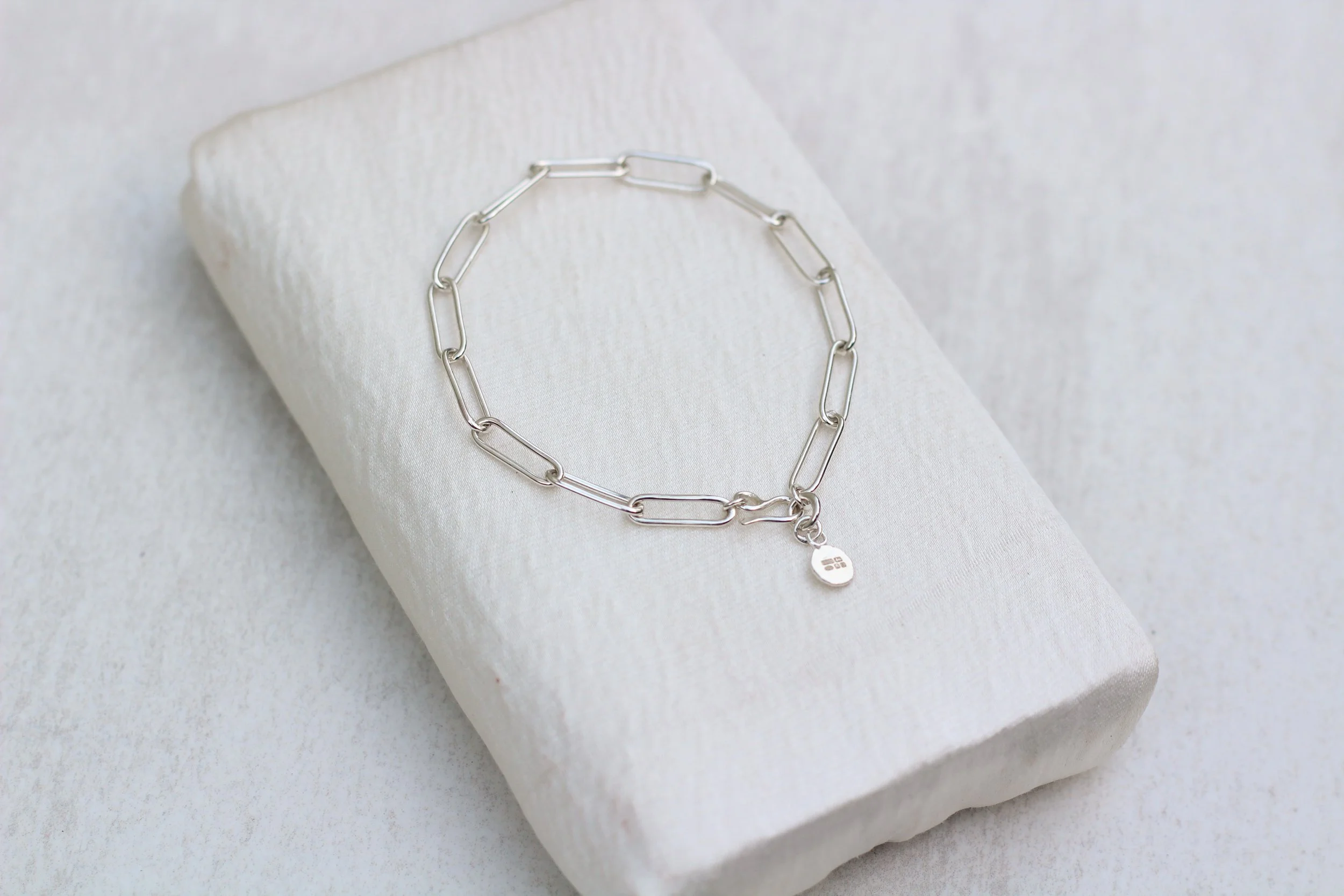 Paperclip Chain Silver Bracelet