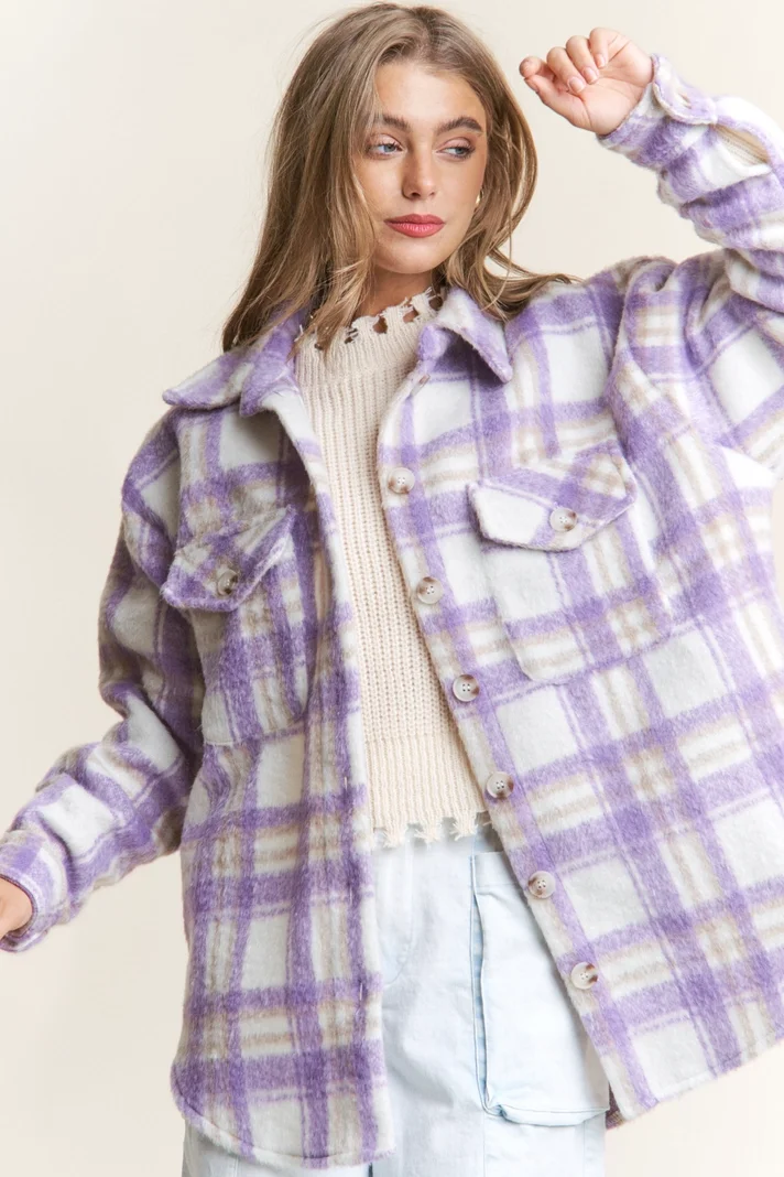 Plaid Over Sized Button Up Coat
