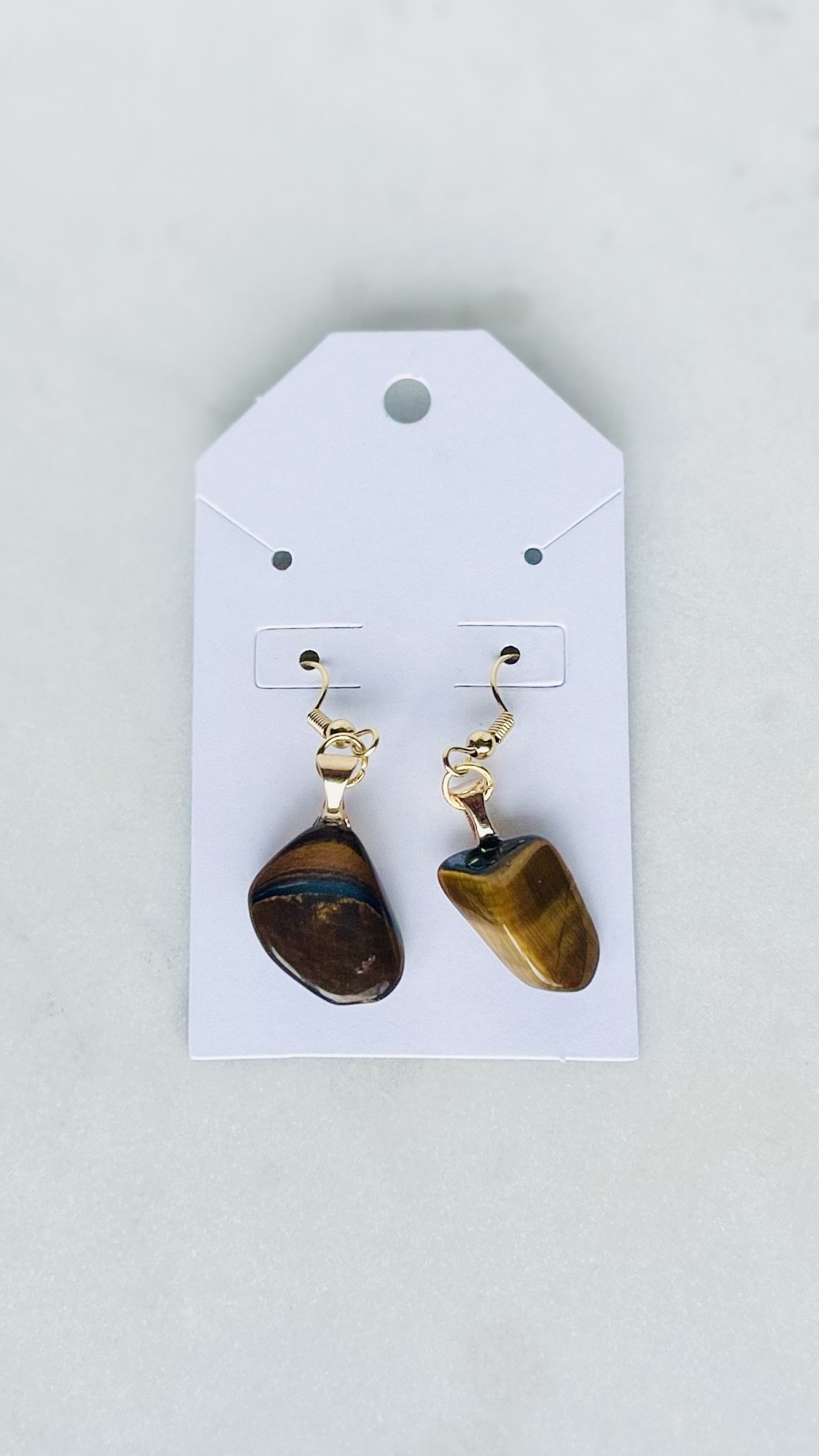 Tiger’s Eye Irregular Handmade Dangle Crystal Earrings
