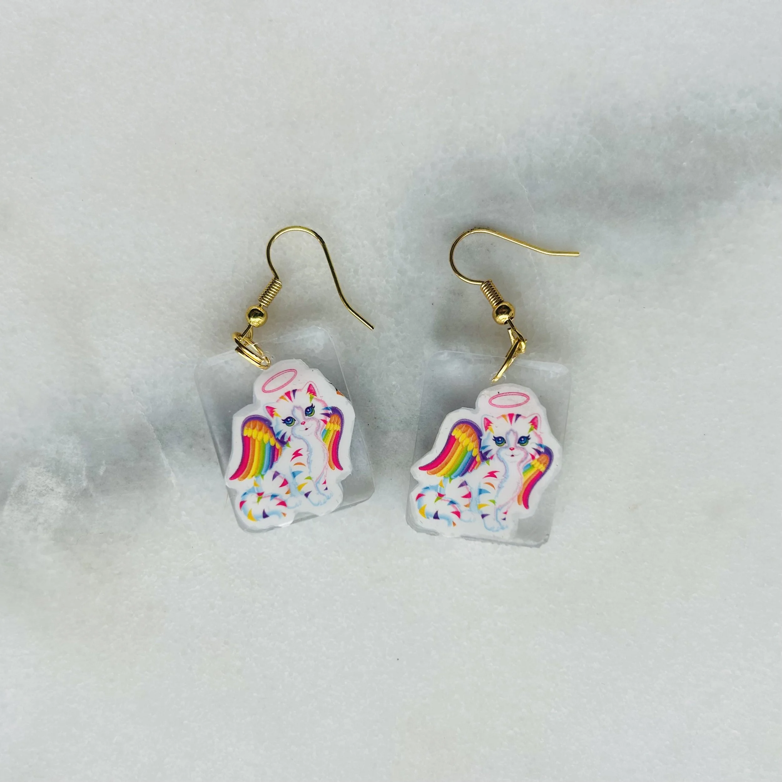 Angel Kitty - Lisa Frank Sticker Earrings