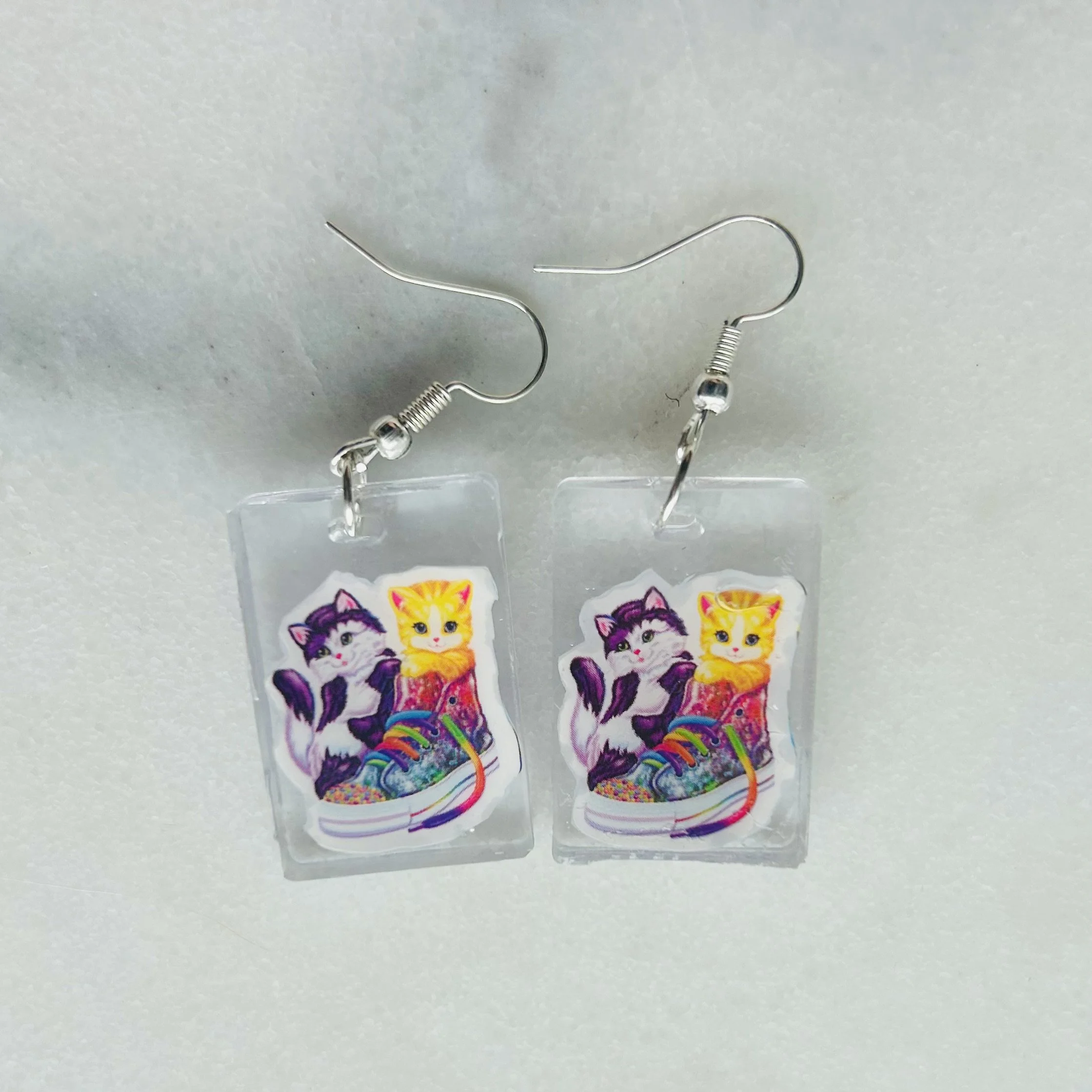 Kitten in a High Top - Lisa Frank Sticker Earrings