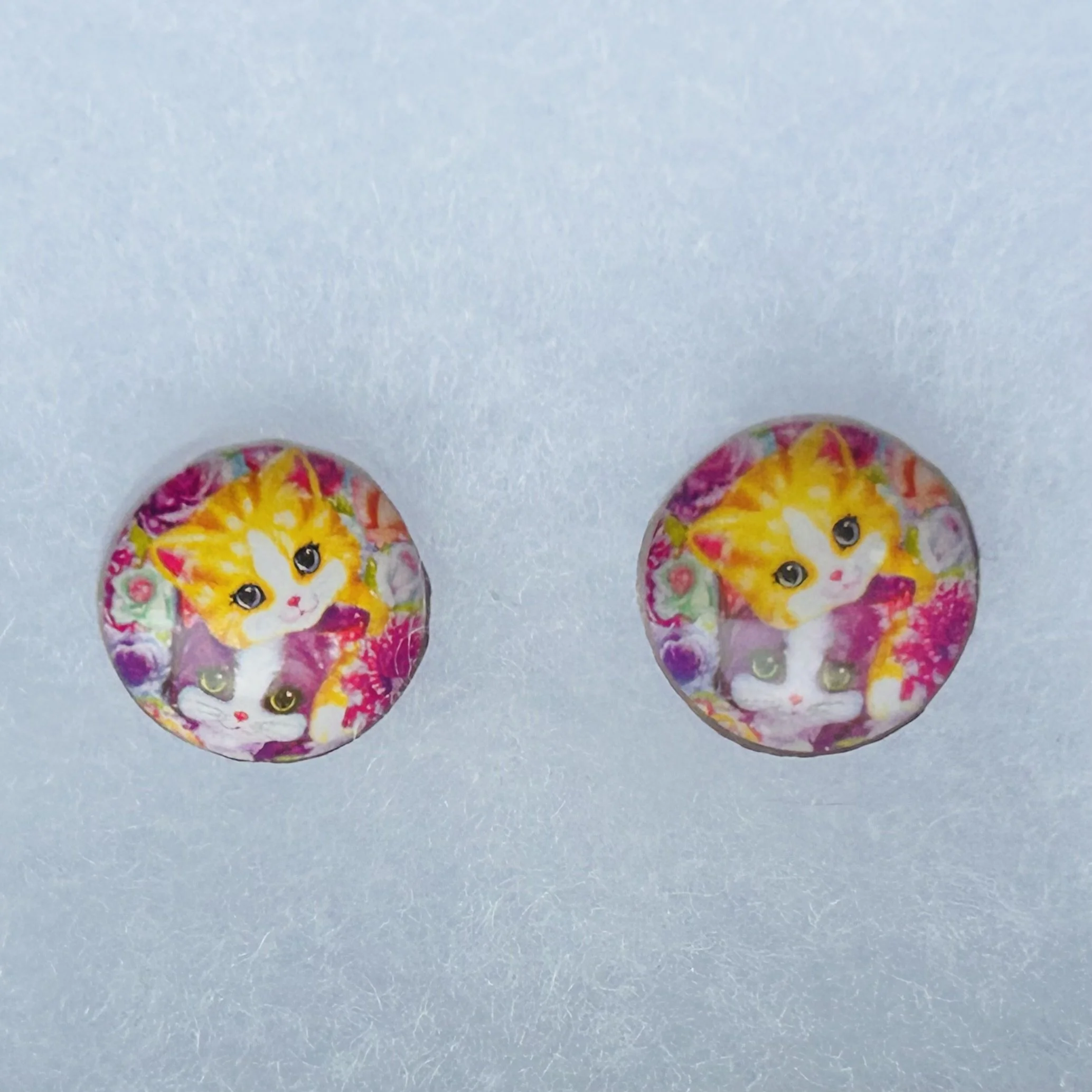 Kitten in a High Top Studs - Lisa Frank Sticker Earrings