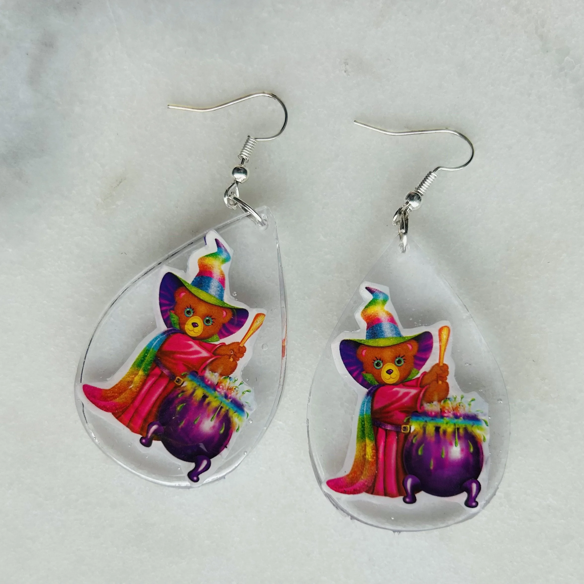 Witchy Bear - Lisa Frank Sticker Earrings