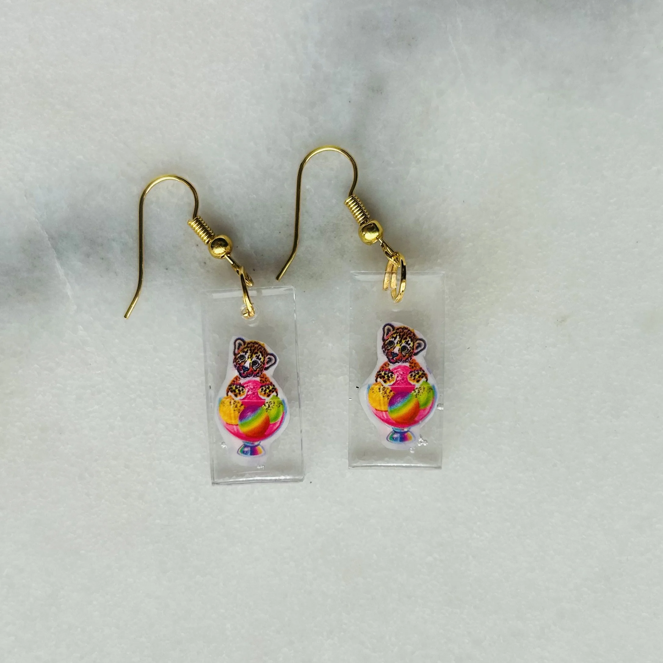 Hunter the Cheetah Sundae - Lisa Frank Sticker Earrings