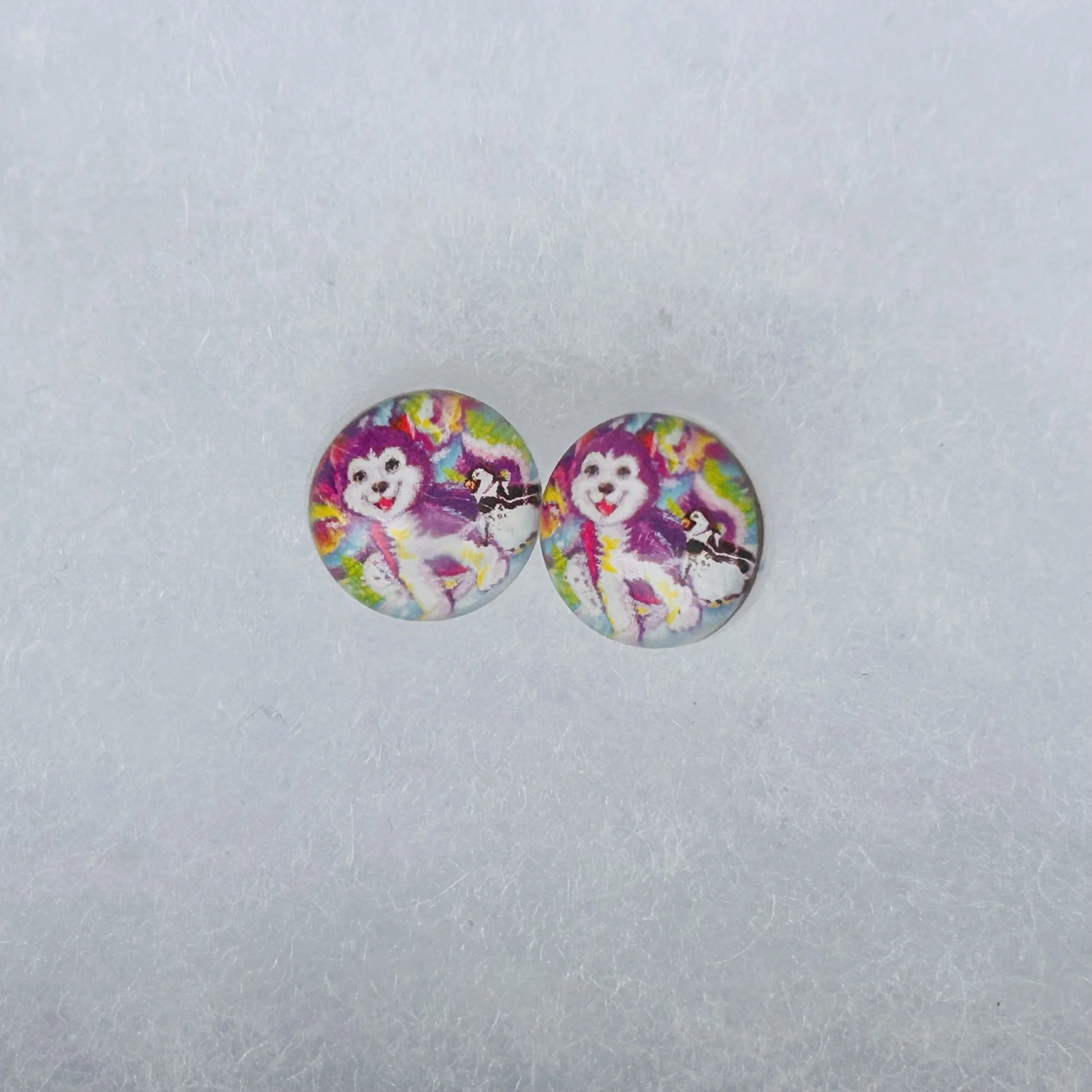 Tikanni Wolf Studs - Small - Lisa Frank Sticker Earrings