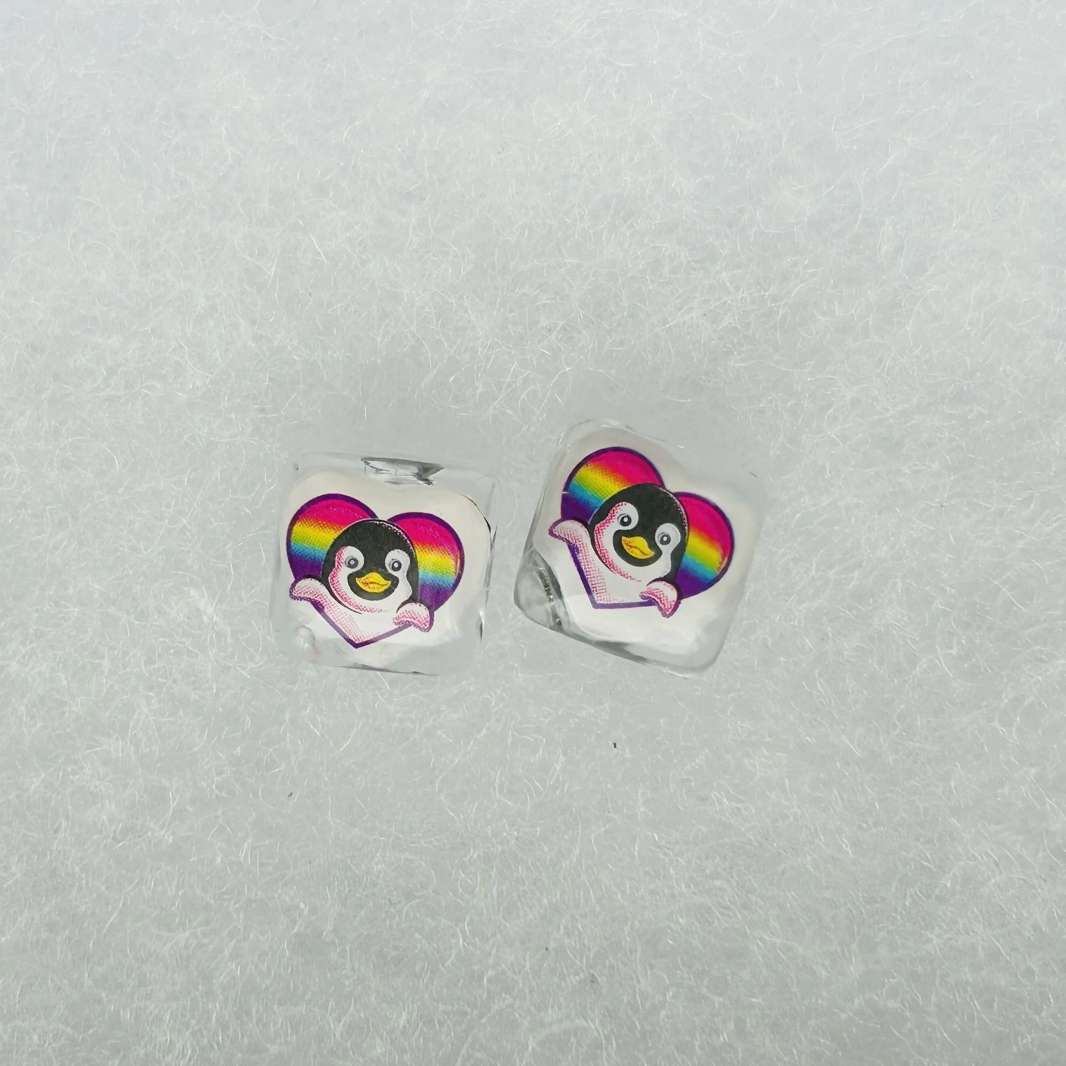 Penguin Heart Studs - Lisa Frank Sticker Earrings