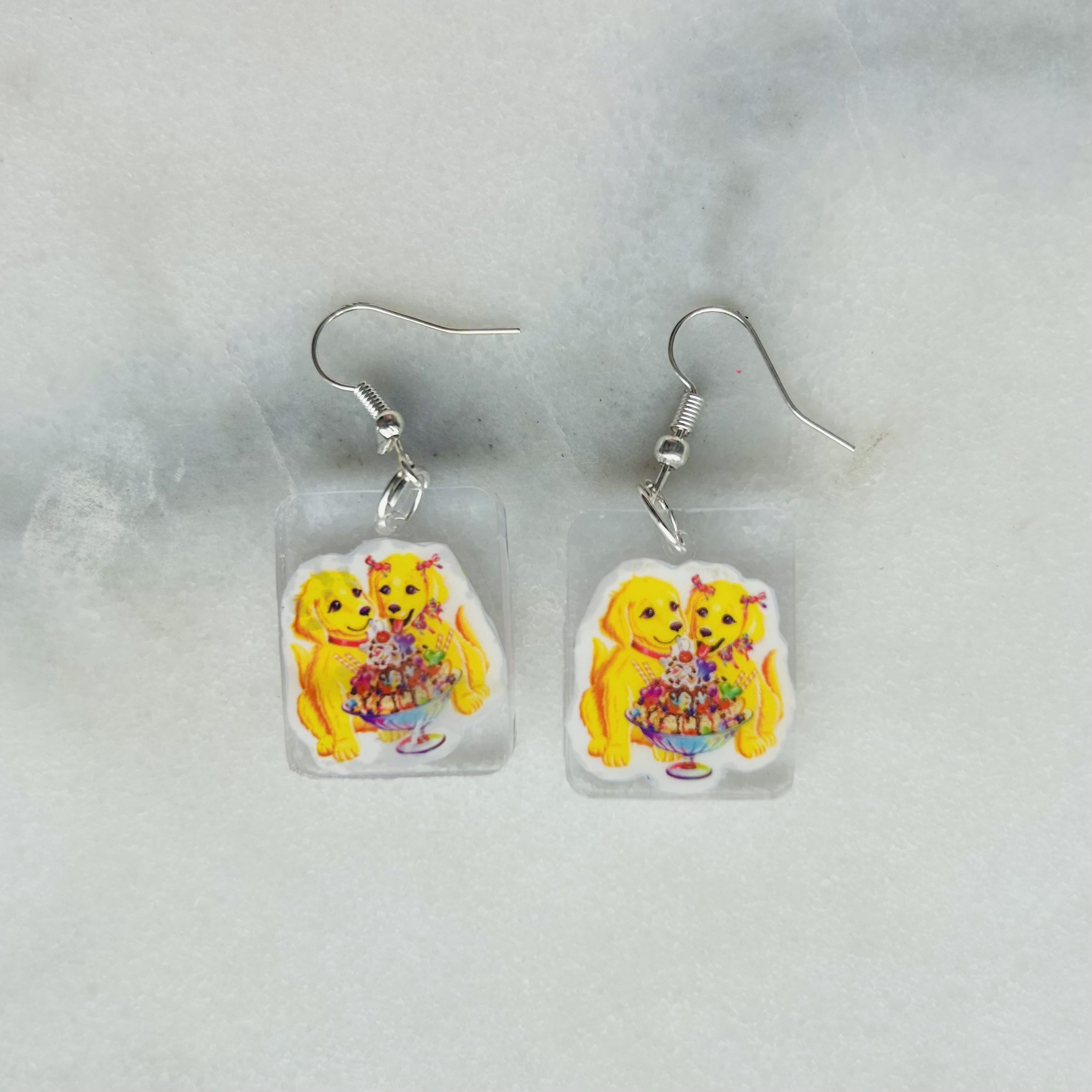 Casey and Caymus Golden Retrievers - Lisa Frank Sticker Earrings