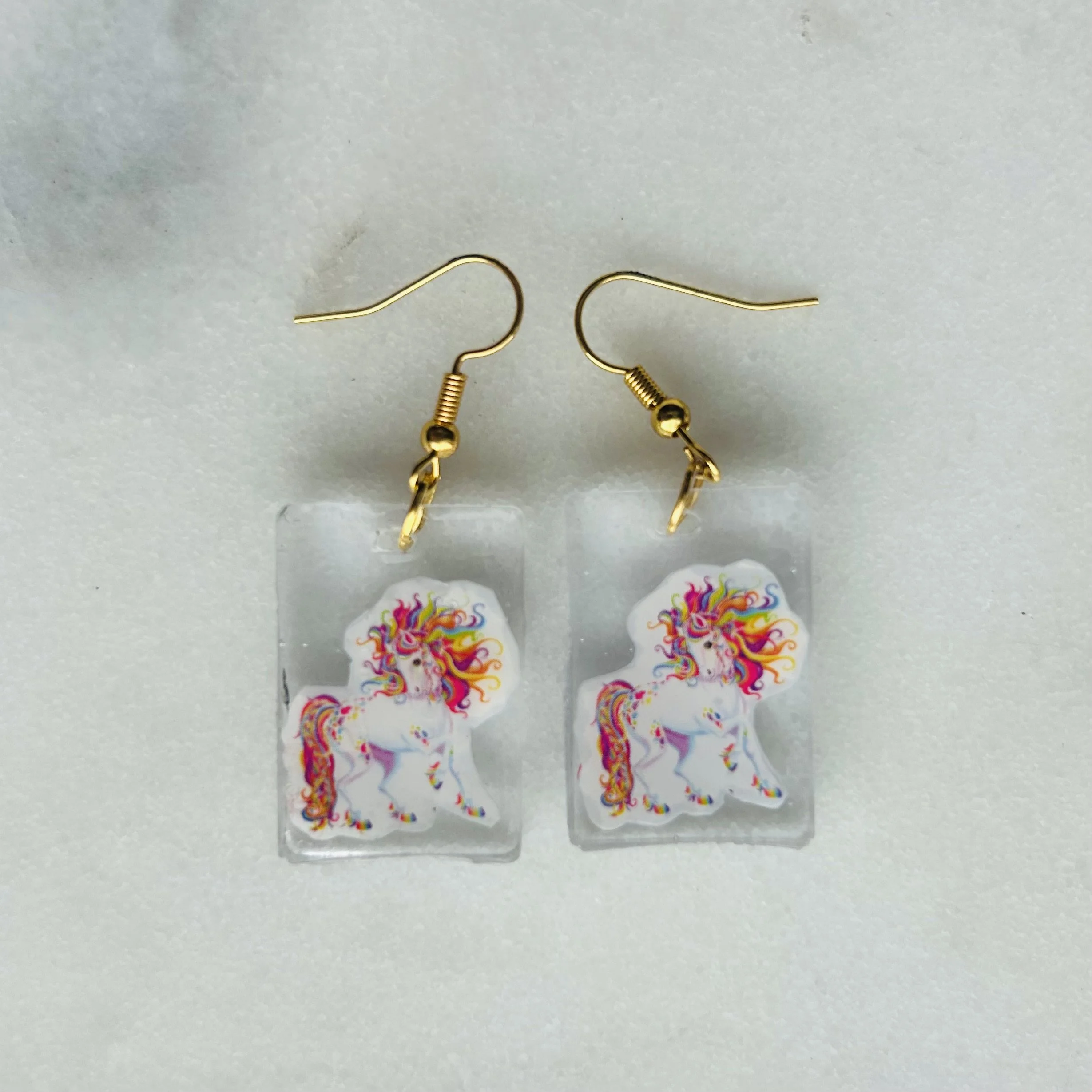 Markie the Unicorn - Rectangles - Lisa Frank Sticker Earrings