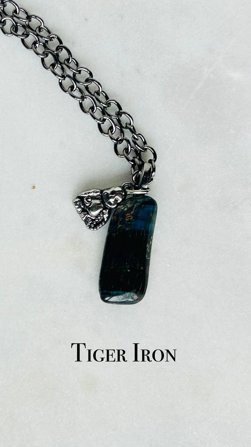 Tiger Iron Handmade Crystal Necklace with Buddha Charm