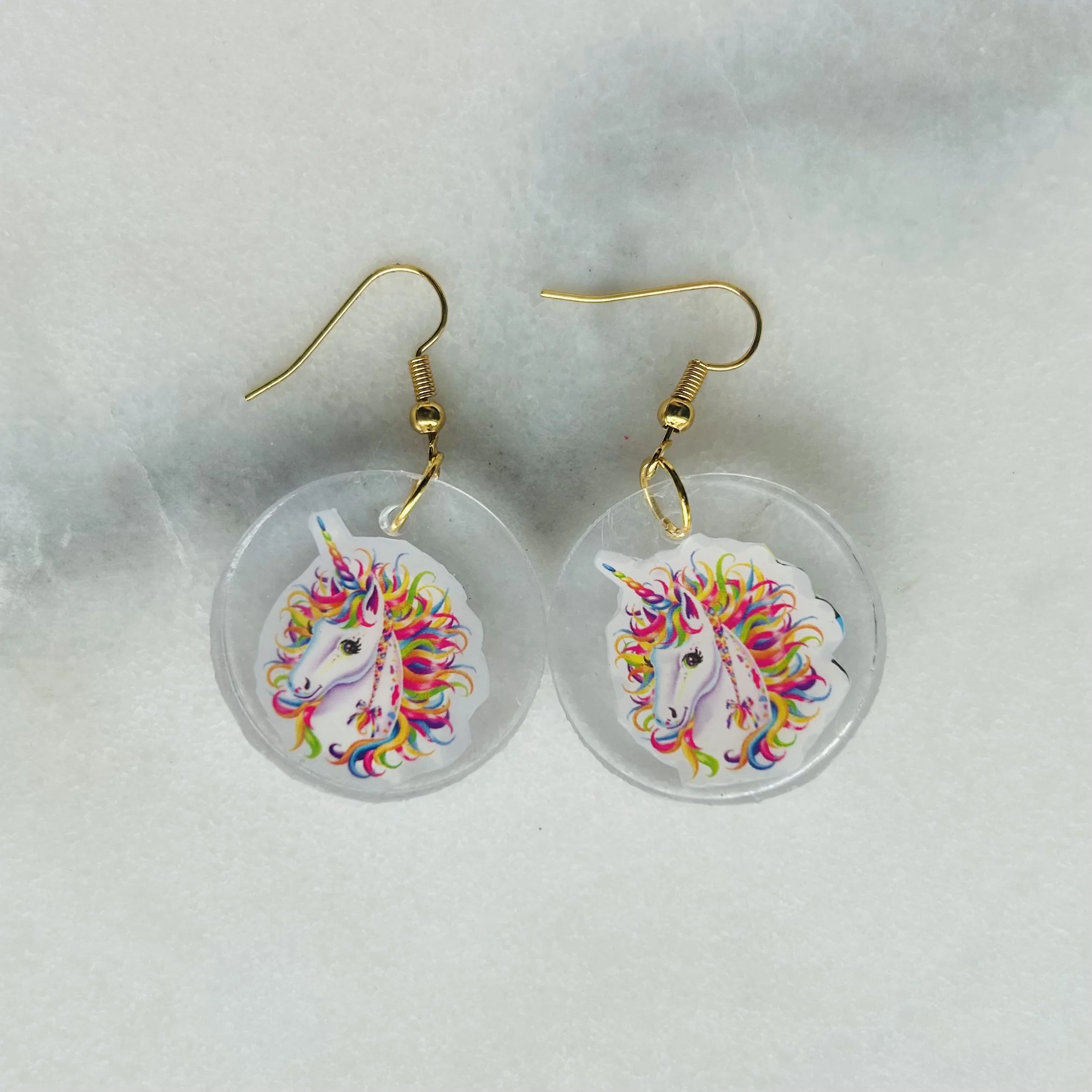 Markie the Unicorn - Circles - Lisa Frank Sticker Earrings
