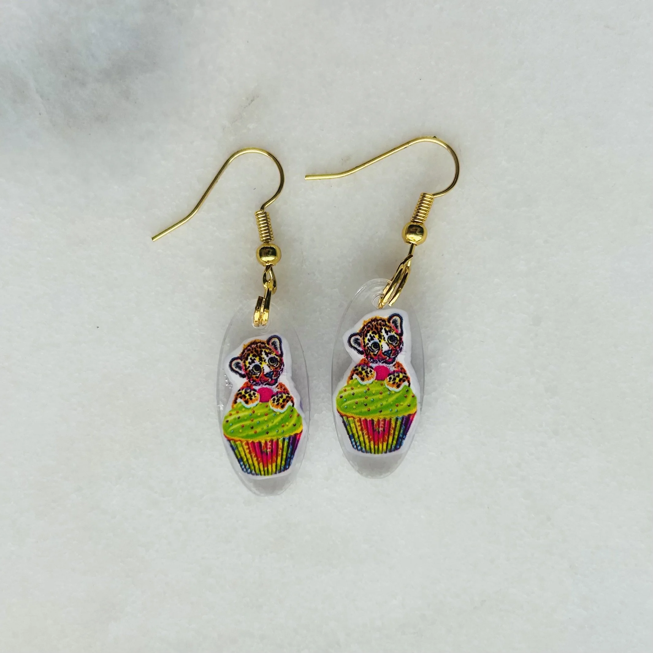 Hunter the Cheetah Cupcake - Lisa Frank Sticker Earrings