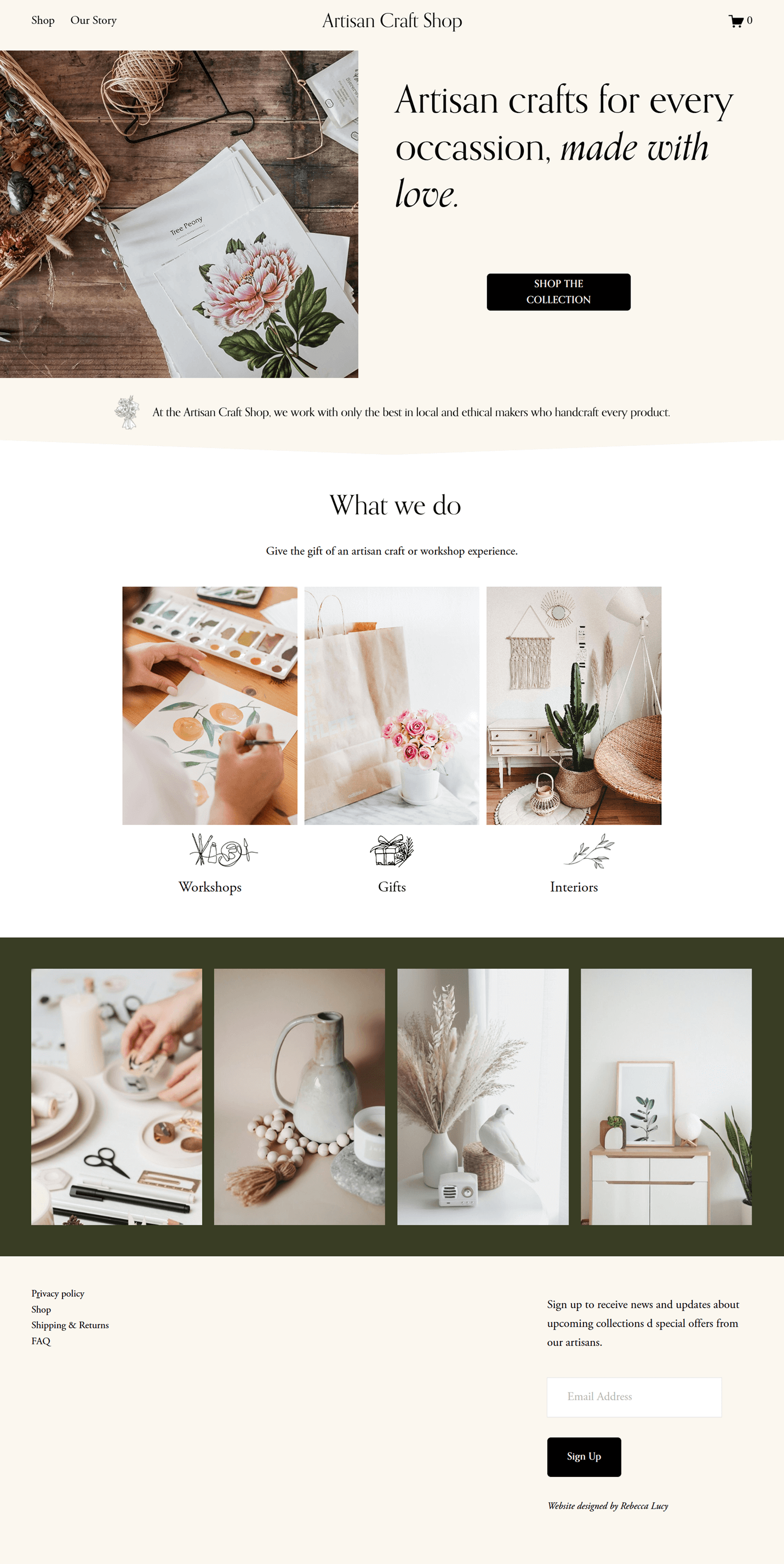artisan craft shop website design