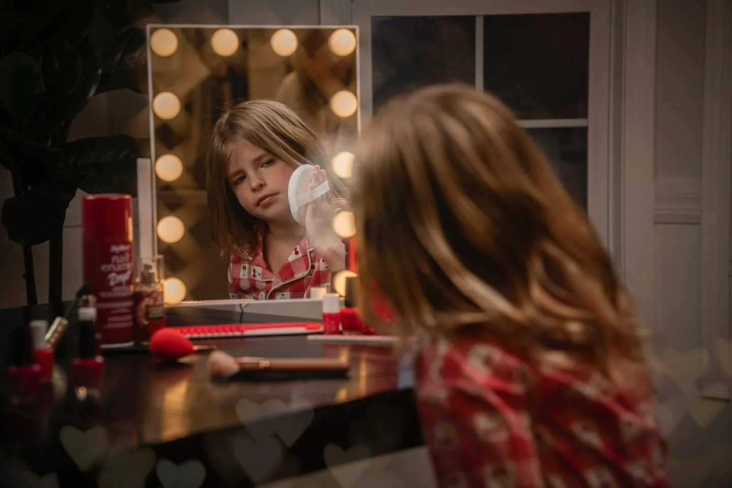 Do what you love photoshoot - wear your cherry pajamas and play with makeup while your stuffed capybara watches from off camera edition @darakibbs @dkibby357