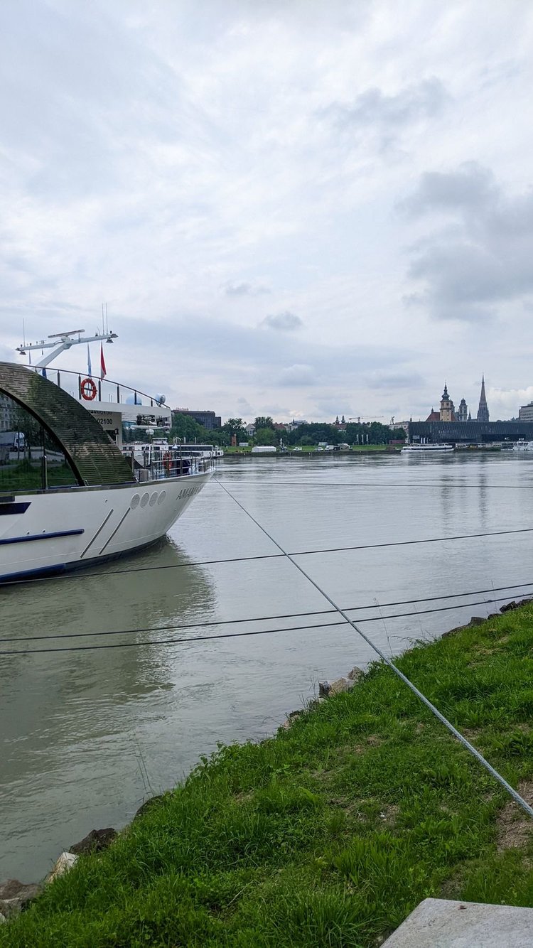 River cruise ship docked on the Danube, Linz