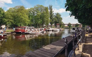 Panoramic canal view, Bruges