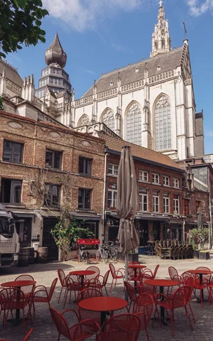 Café square below the cathedral, Antwerp