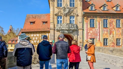 Group exploring Bamberg's Old Town Hall