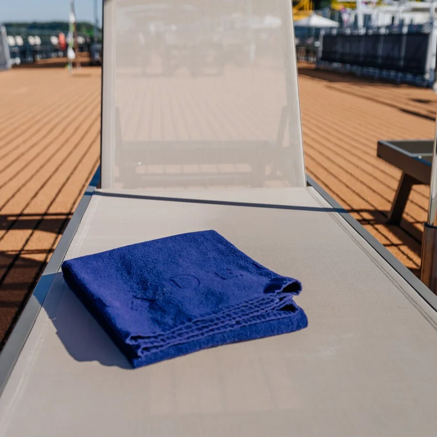 A lounger on the sundeck of a river cruise ship