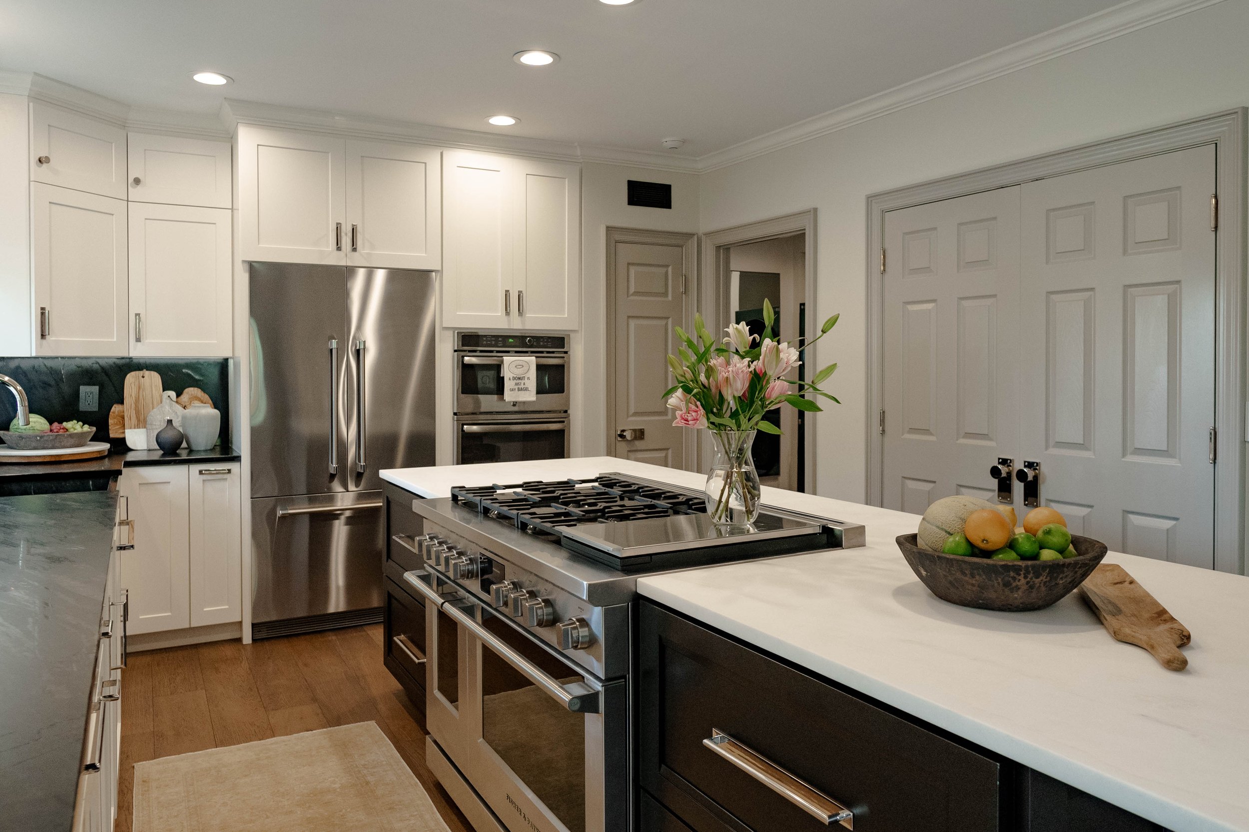 Kitchen with range and island