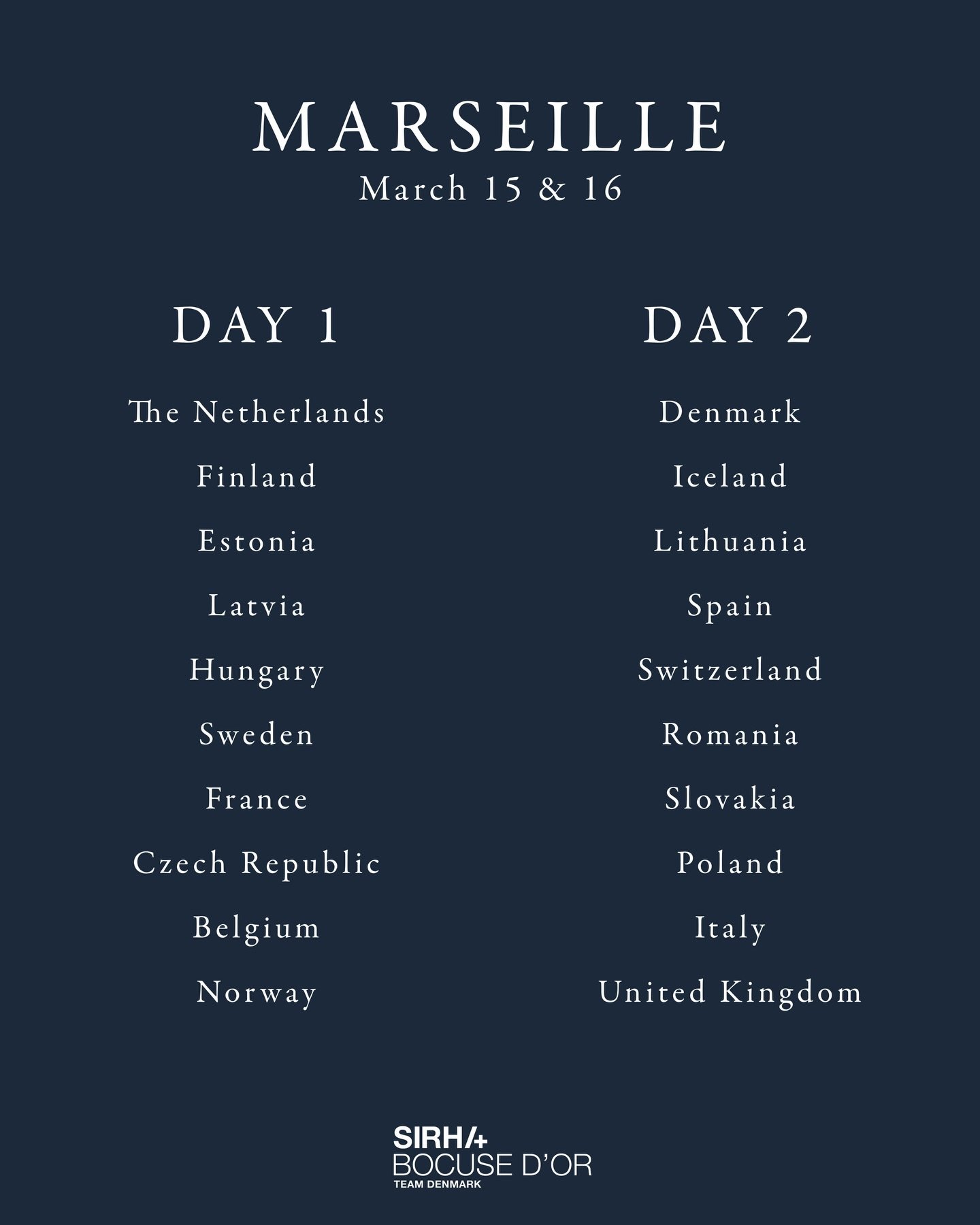 Running order is up ⏱️

March 16 🇩🇰🎯