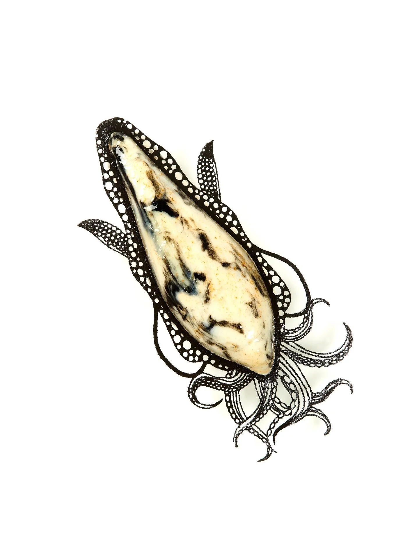 Marbled cuttlefish ~ Lightly grilled cuttlefish, nut-browned butter, and squid ink