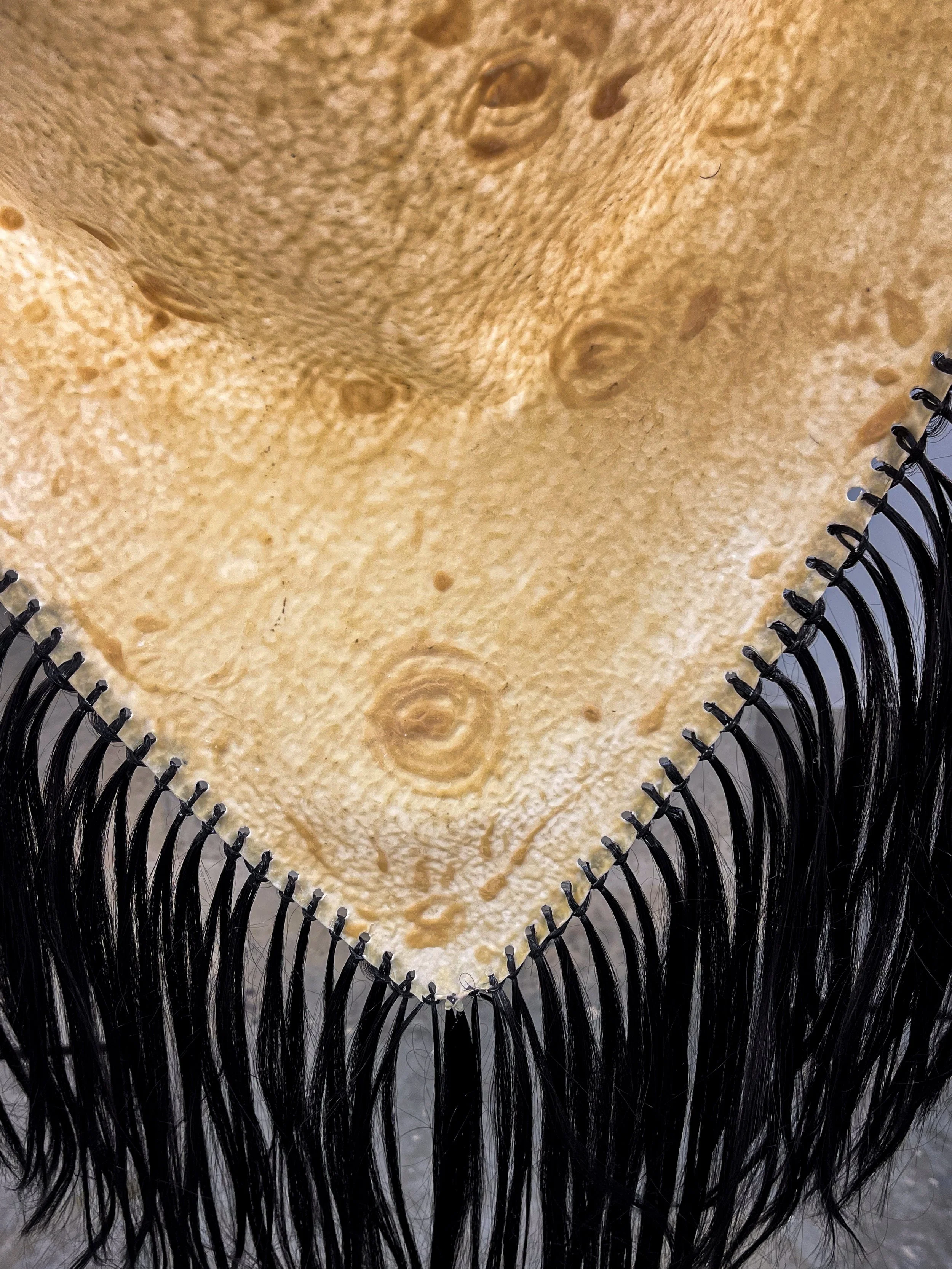Close-up of Manton de 
Latex and synthetic hair, 6 X 3.5 feet, 2025  