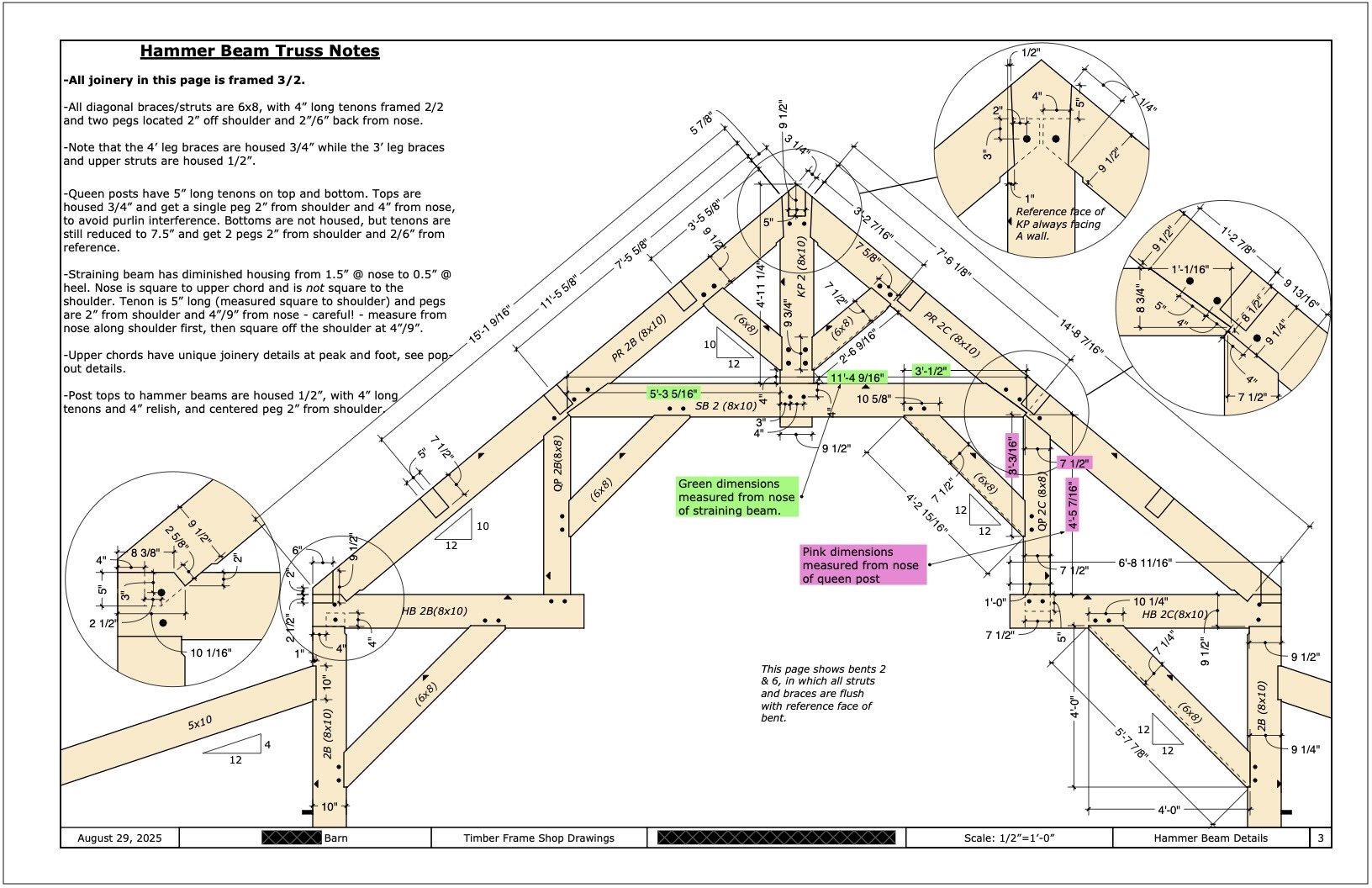 Shop drawings of timber framed truss