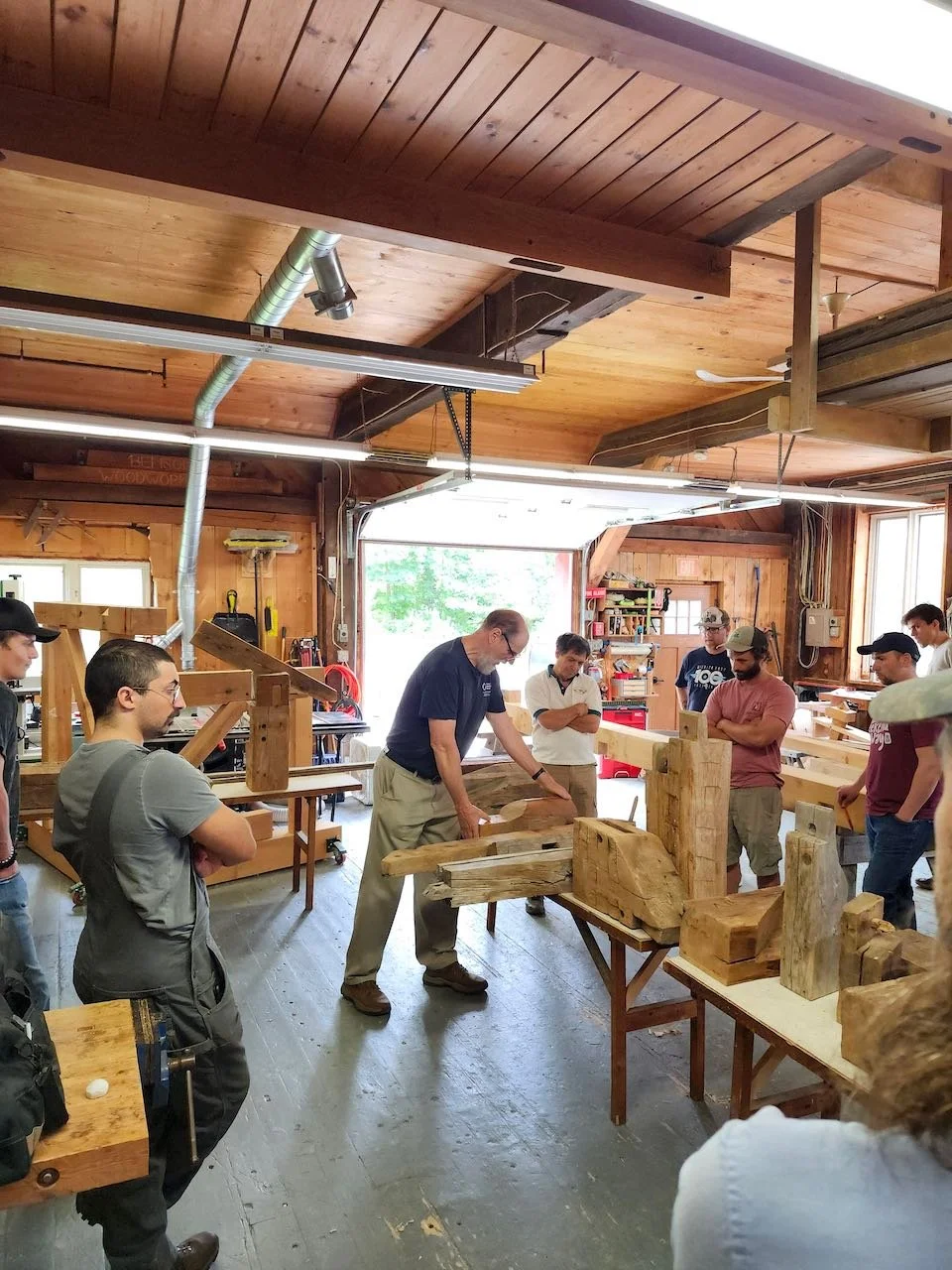 Jack Sobon teaches about historic timber framing at the Heartwood School
