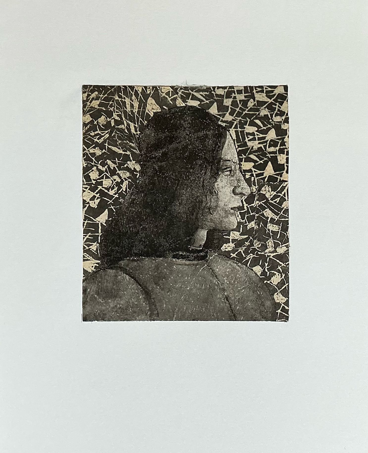 Man with Patterned backround. Collage. Paper.
1/2026. 8 1/2 x 11".