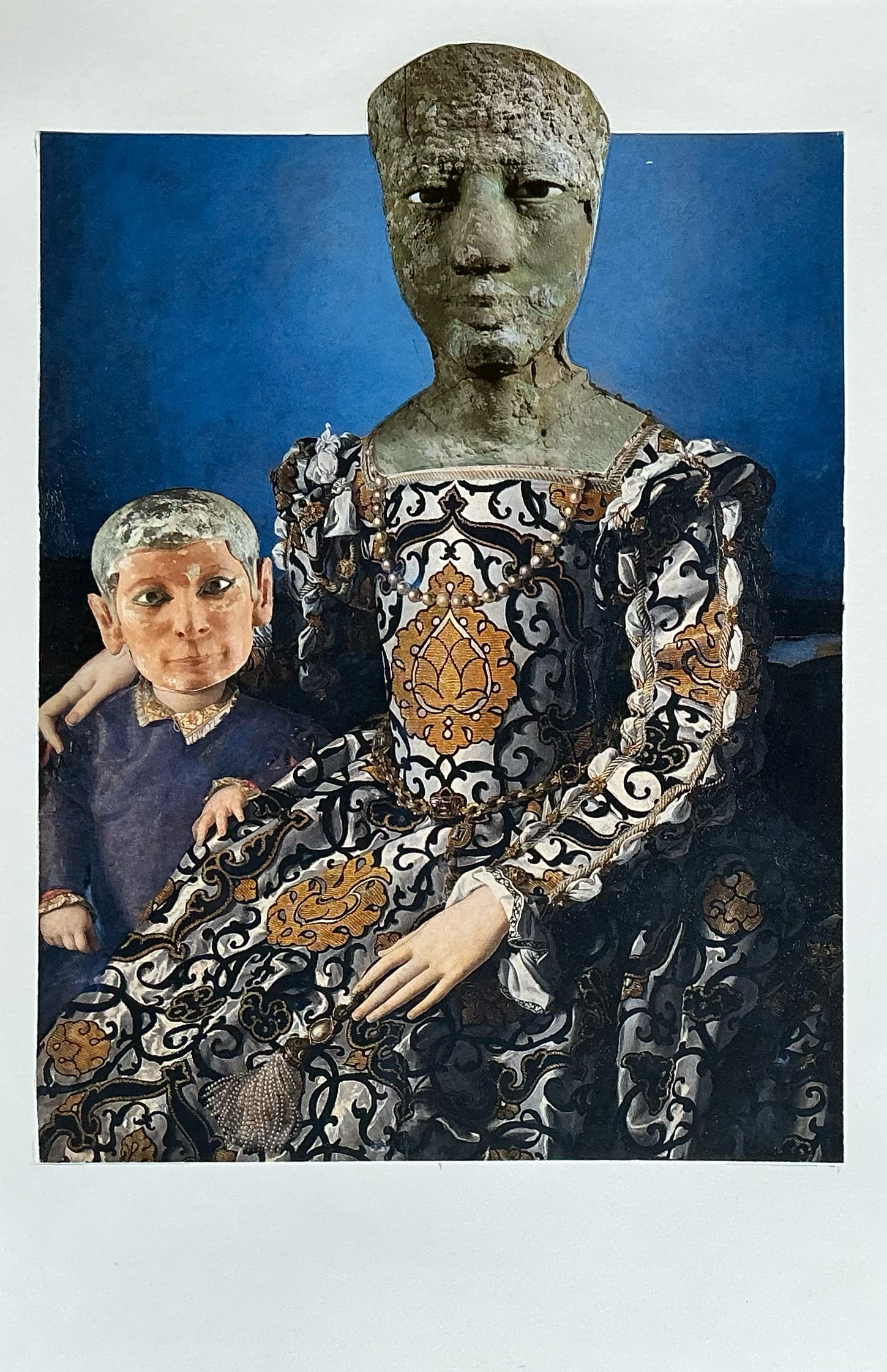 Mother and son #3. Collage.  Paper.  2/2026.
17 x 14".