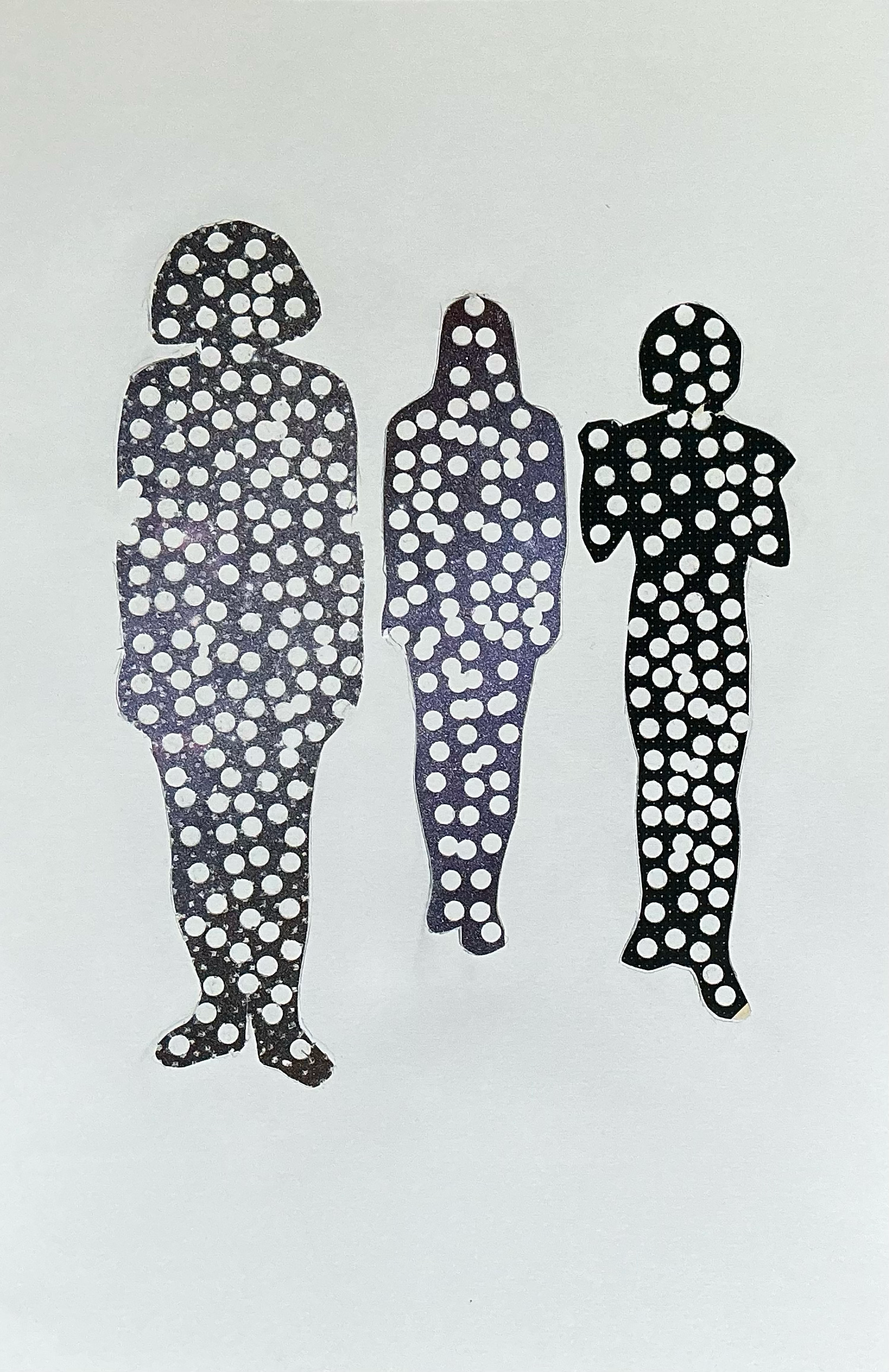 Three States of Lessening Matter.  Collage. paper. 12/2025. 14 x 17".
