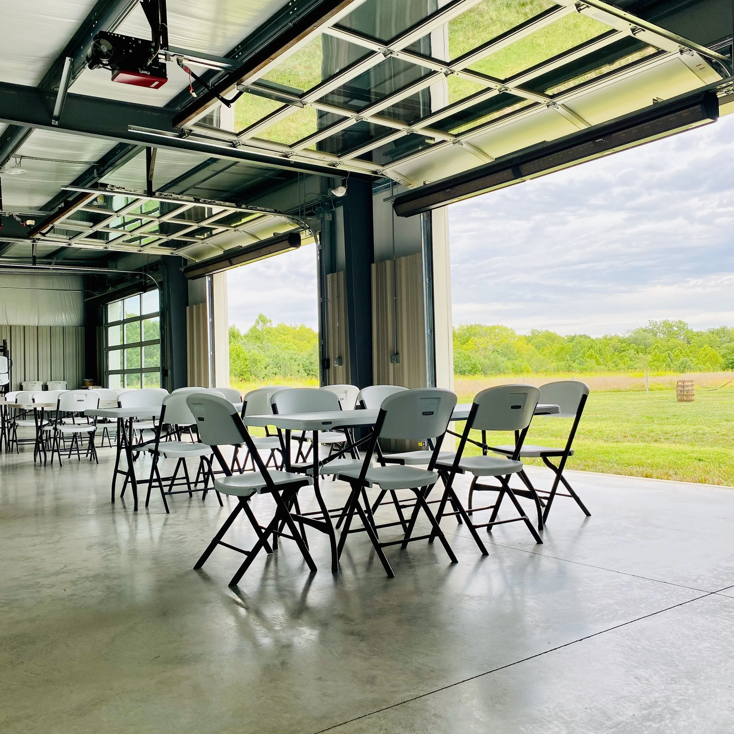 Encourage connections in the green space with your party in the IPA by opening our oversized garage doors.