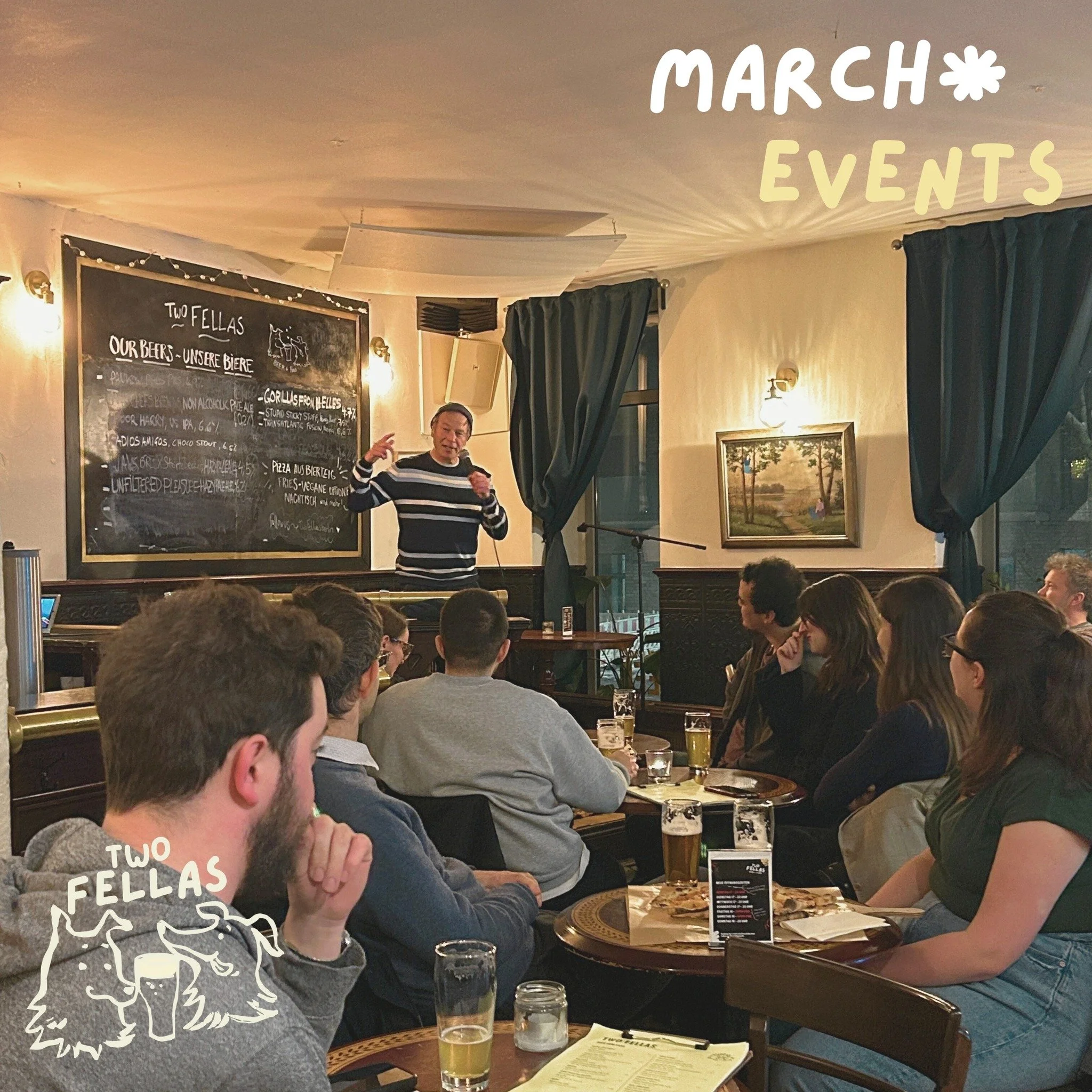 SAVE THE DATE(S) 👉 March is here! 🍻✨
Spring is around the corner, and we&rsquo;ve got a great lineup waiting for you:

🎤 TUESDAYS 10 + 24.03 | 8PM
Stand Up Comedy (EN) &ndash; laughs &amp; beers, best combo!
@hairofthedogberlin 

🎶 THURSDAY 19.03