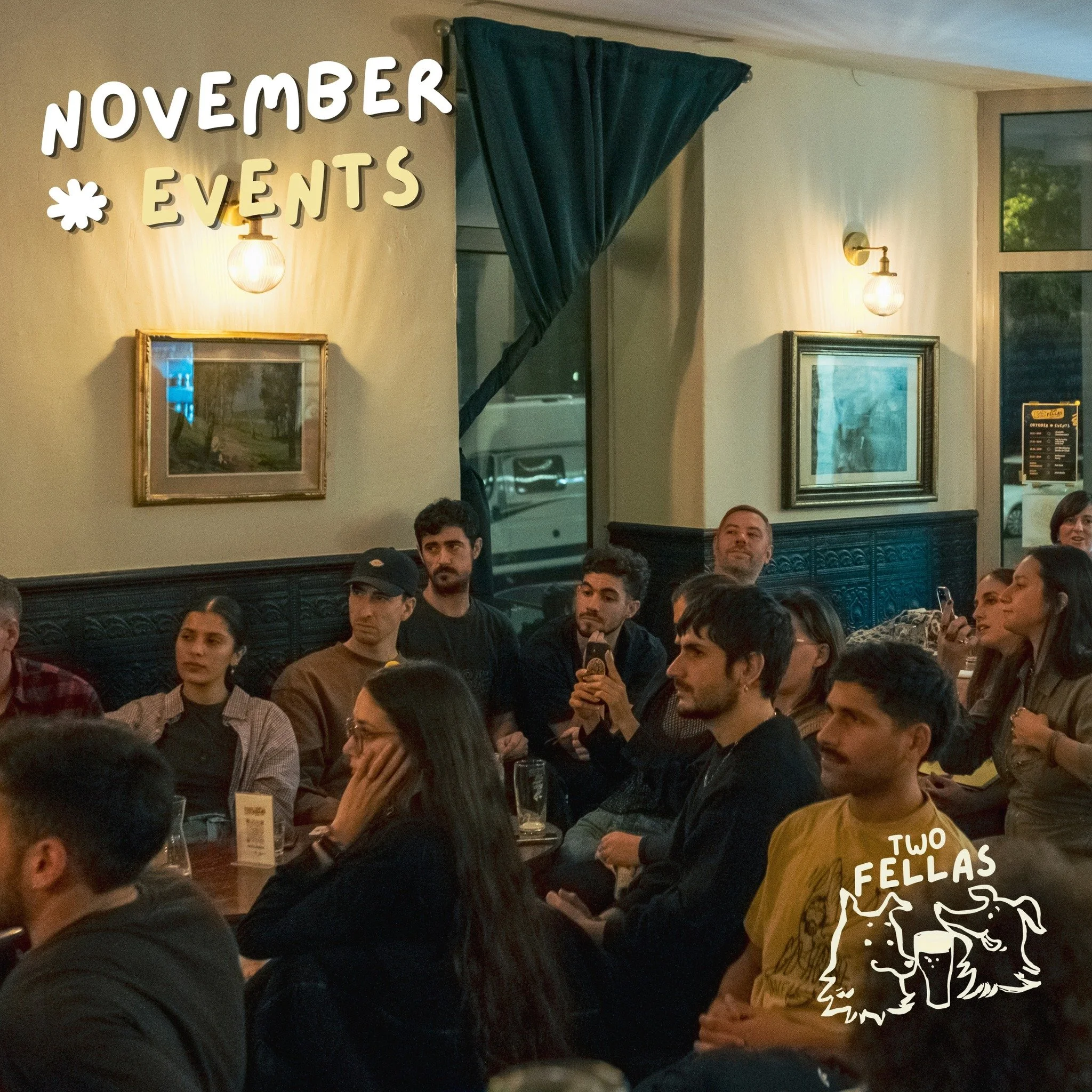 NOVEMBER is here! ✨ Colder days, cosy evenings, great live music and plenty of reasons to visit Two Fellas! Come for the tunes, stay for the beer &amp; pizza 🍕🍺

🎶 SUNDAY 01.11 + 15.11 | 7PM
Irish Music Jam Session &ndash; kicking off the month wi
