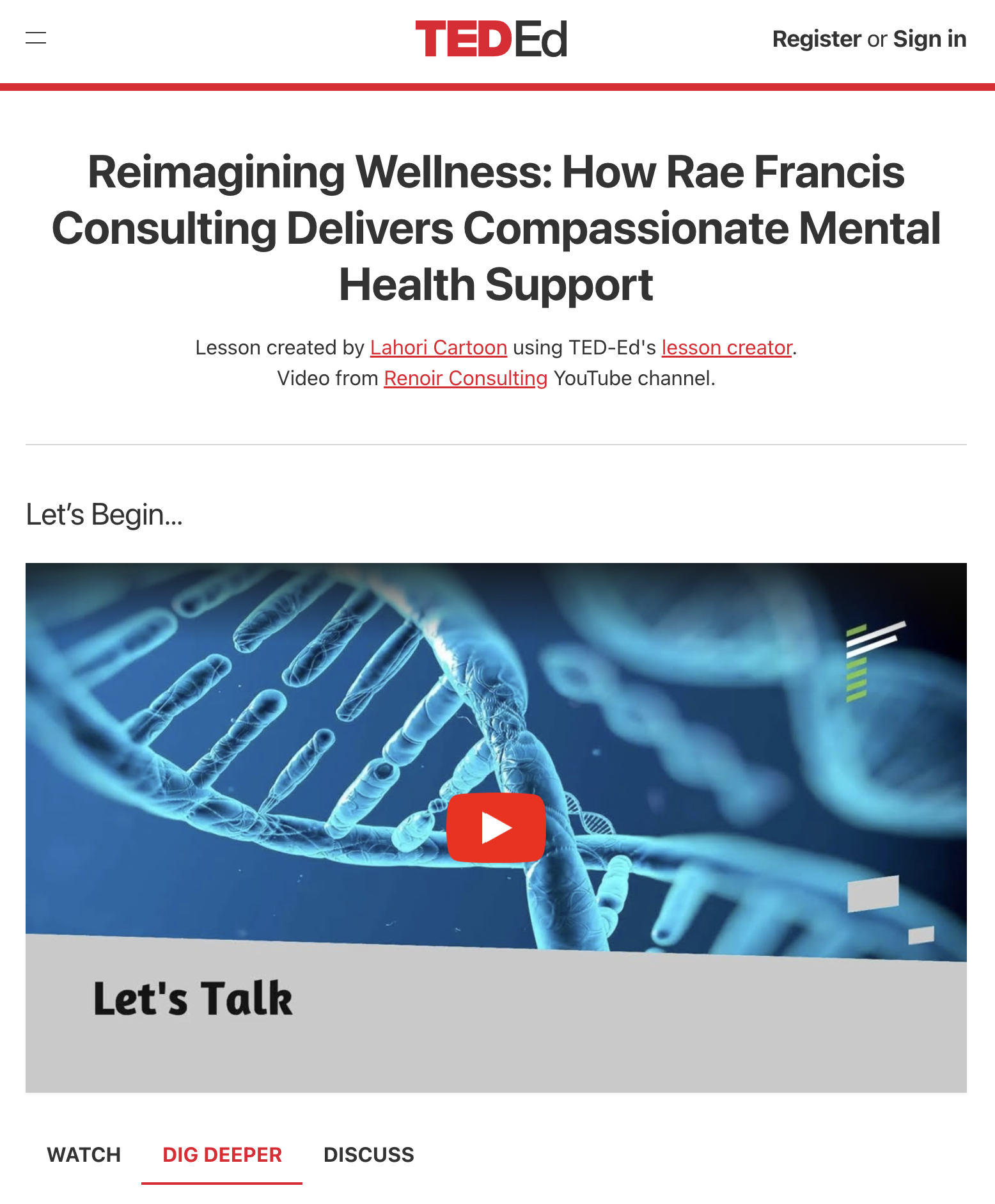 TedEd Article featuring Rae Francis