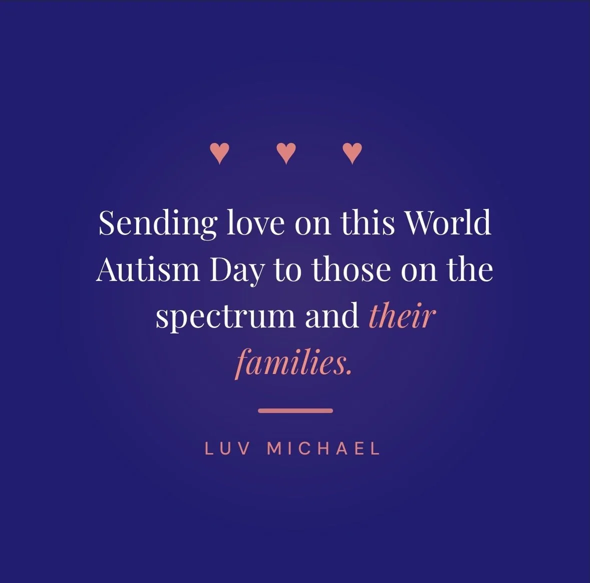 Today is World Autism Day. At Luv Michael, we&rsquo;re thinking about the individuals on the spectrum and the families who show up for them every single day.
Your love, your patience, your advocacy&hellip; it matters. And we see it.
Luv Michael exist