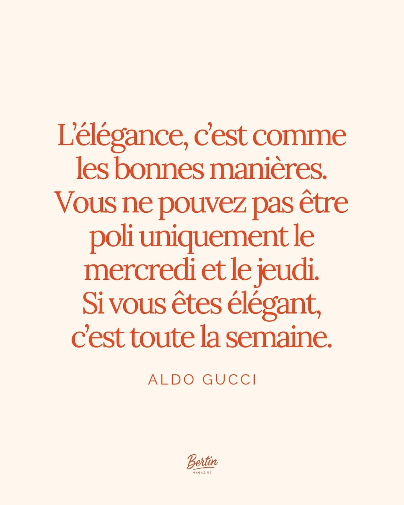 Par Aldo Gucci (1905-1990), fils de Guccio Gucci. ✨🇮🇹

&Ecirc;tre &eacute;l&eacute;gant le vendredi, c&rsquo;est bien. Mais l&rsquo;&ecirc;tre aussi le lundi matin, c&rsquo;est presque un art. 🙌 

Un petit foulard autour du cou, une belle paire de