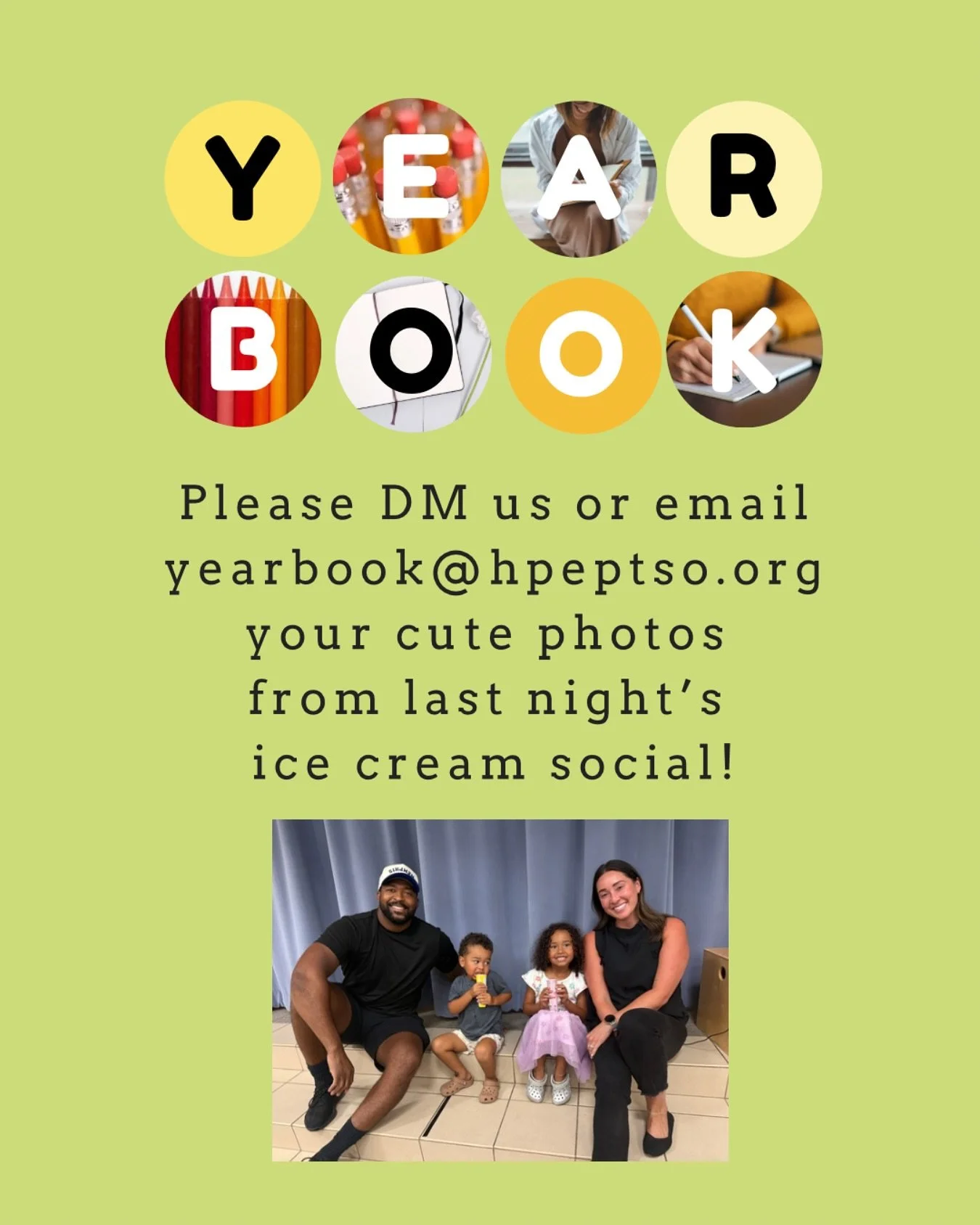 Please send us an email with any and all cute pictures we can use for the yearbook!