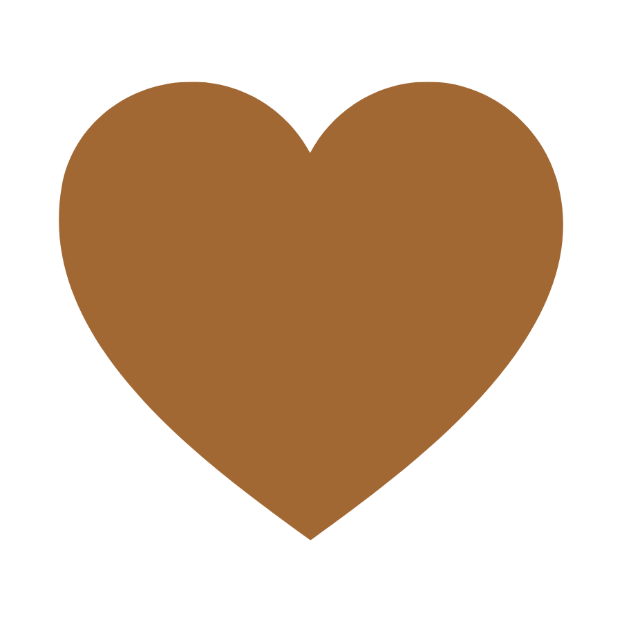 A large brown heart symbol on a black background.